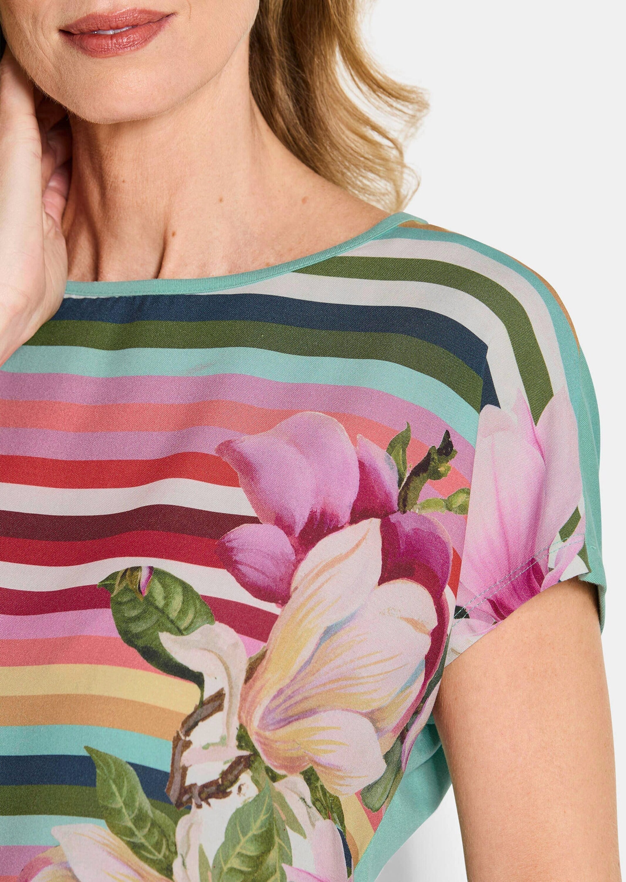 GOLDNER Schlupfbluse »Blusenshirt mit Streifen und Blumen«