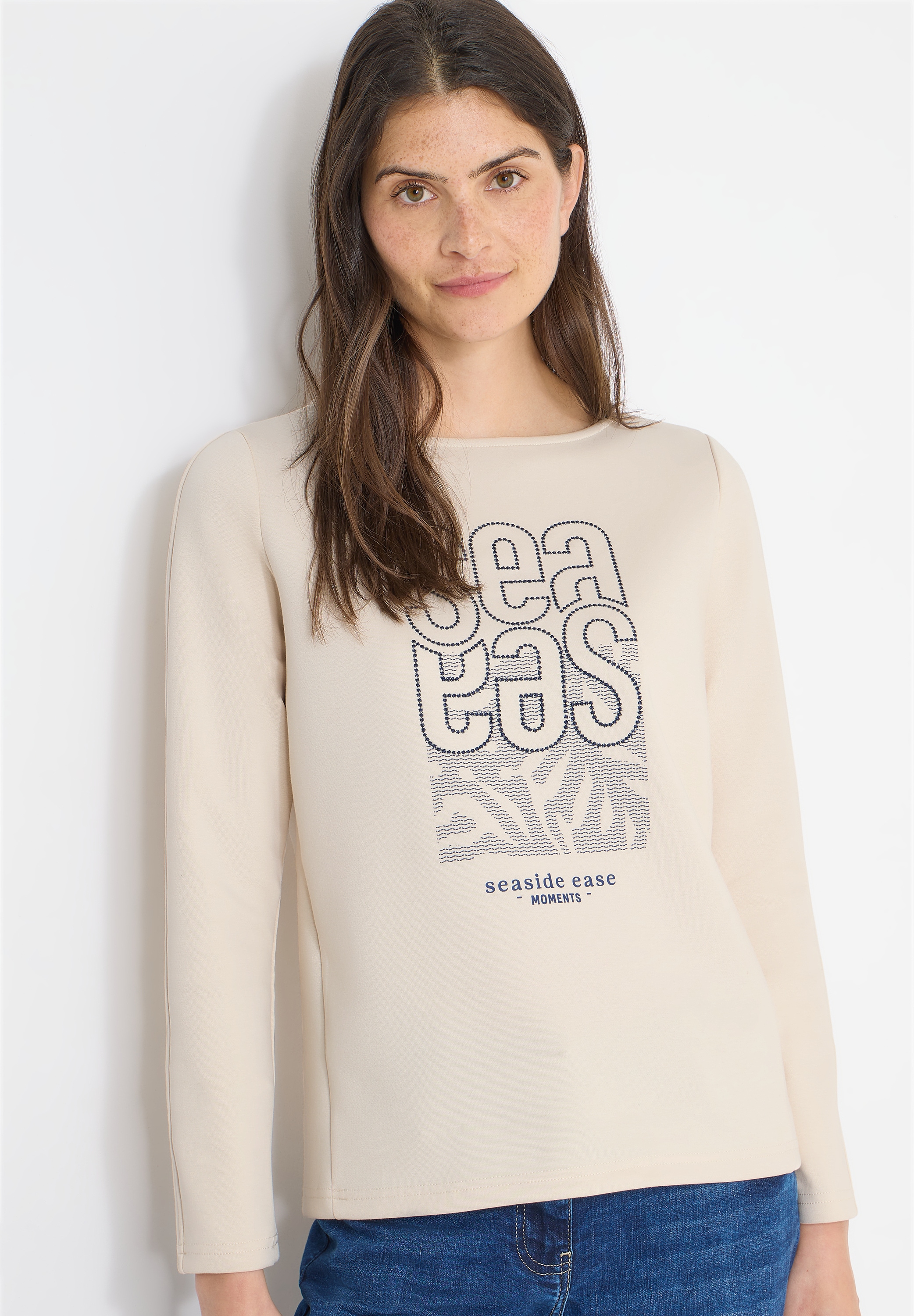 Cecil Langarmshirt modernes Front-Artwork mit Stickerei günstig online kaufen