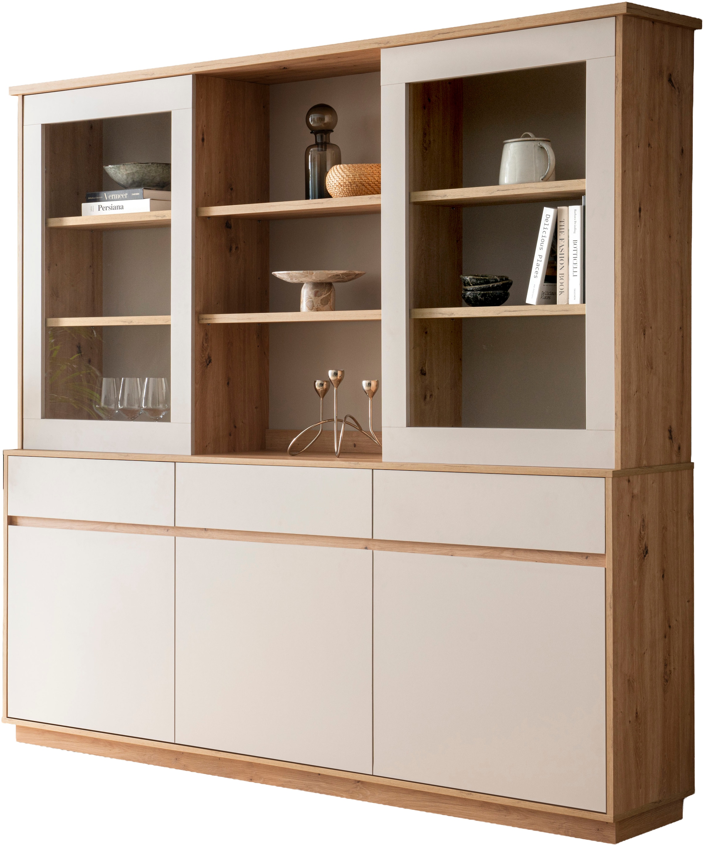 Home affaire Buffet »Sonora, moderner Hochschrank, Buffetschrank in Kaschmir, Regal« filigrane Rahmenoptik, ausreichend Stauraum, vielseitig einsetzbar