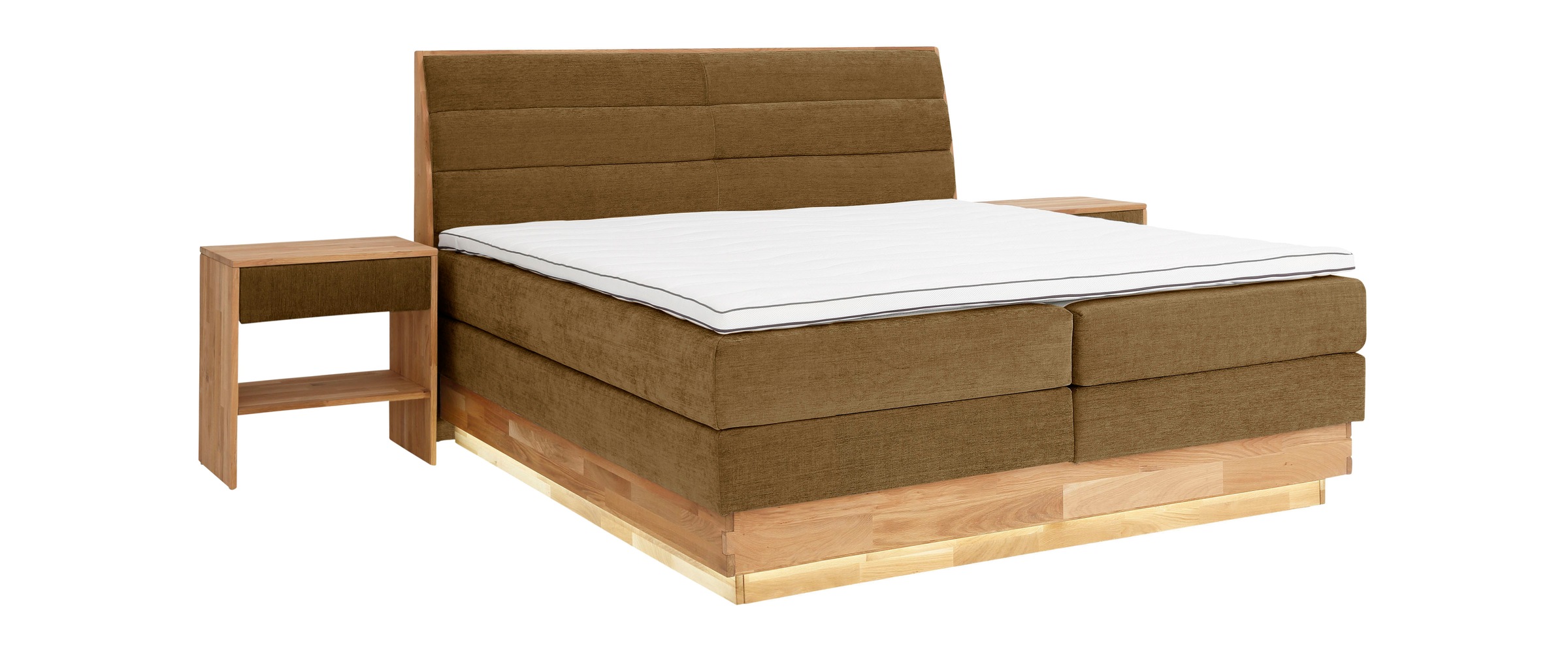 OTTO products Boxspringbett, LED-Beleuchtung, mit zertifizierten, recycelten Bezugsstoffen