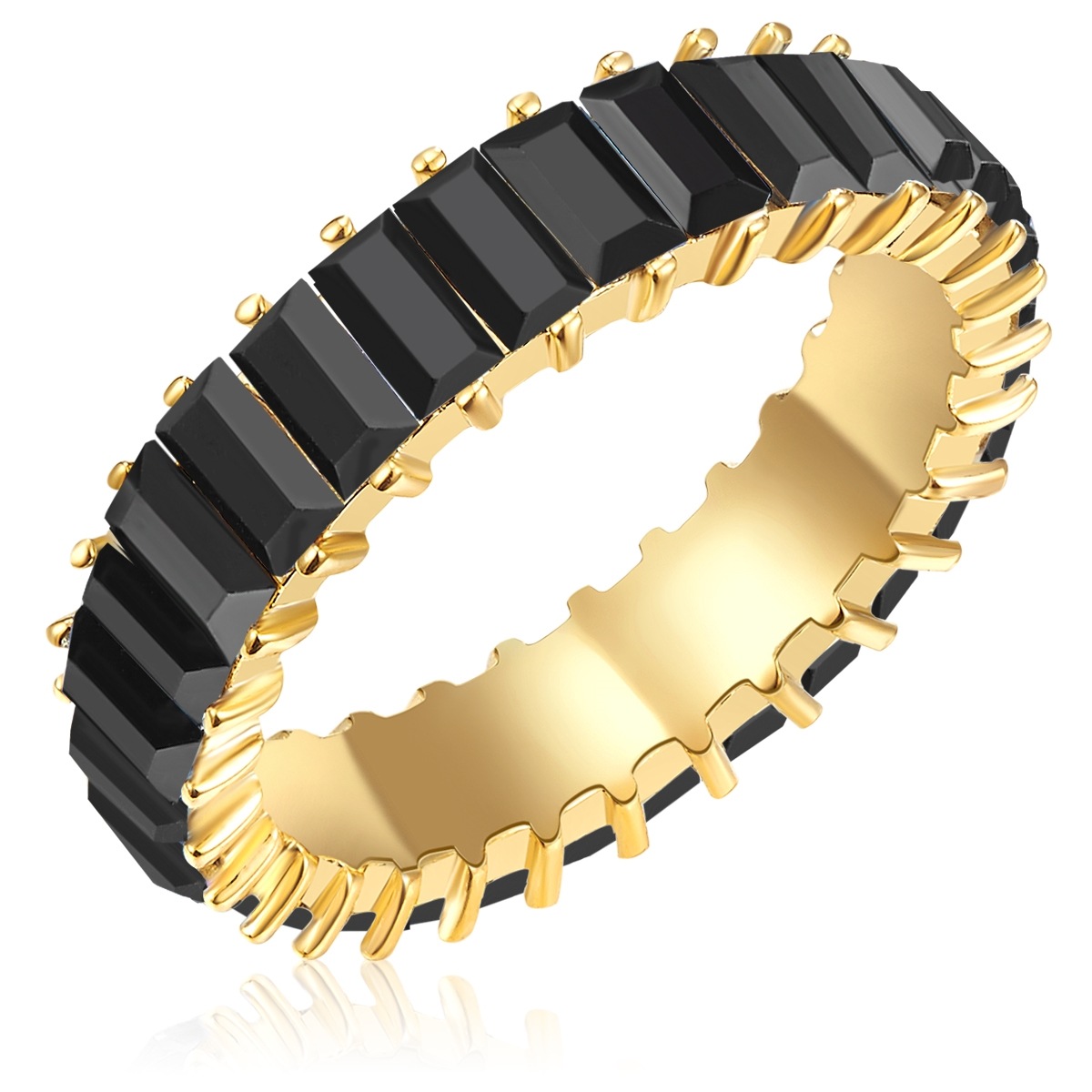 Fingerring YOKOAMII "Y102" Gr. 60, gelb (gelbgold), Fingerringe, Damen, 60, 2,6mm, Fingerring, Ring gelbgold Kristall schwarz 2