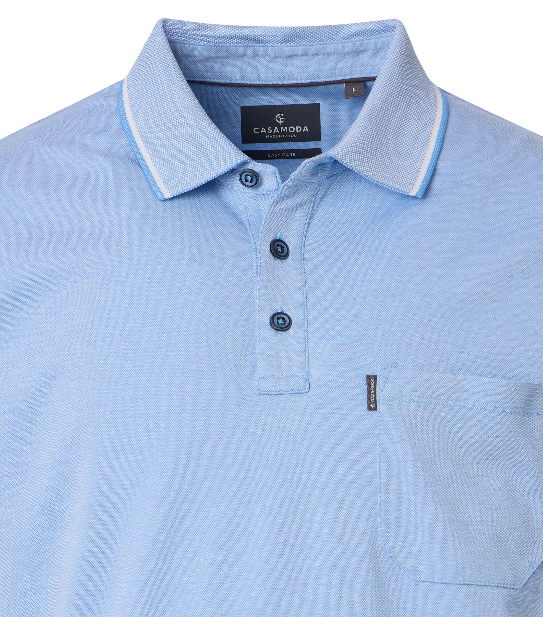 Poloshirt CASAMODA "CASAMODA Polo-Shirt uni", Damen, Gr. L, himmelblau, 55% Baumwolle, 45% Polyester, Shirts 2