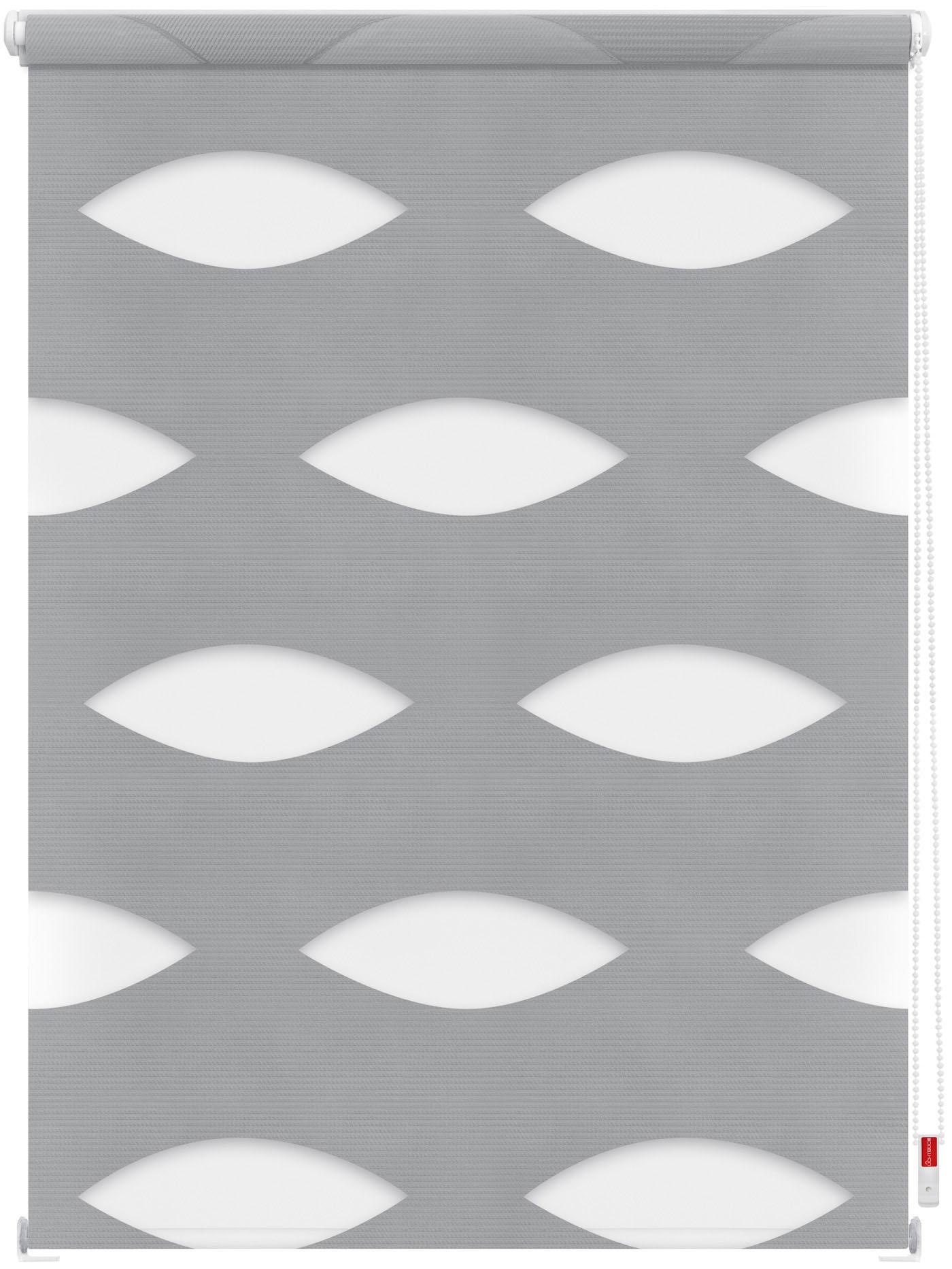 Doppelrollo, B:60cm H:150cm, grau, LICHTBLICK ORIGINAL, Polyester, Rollos, "Duo Rollo Klemmfix Ellipse", im Fixmaß