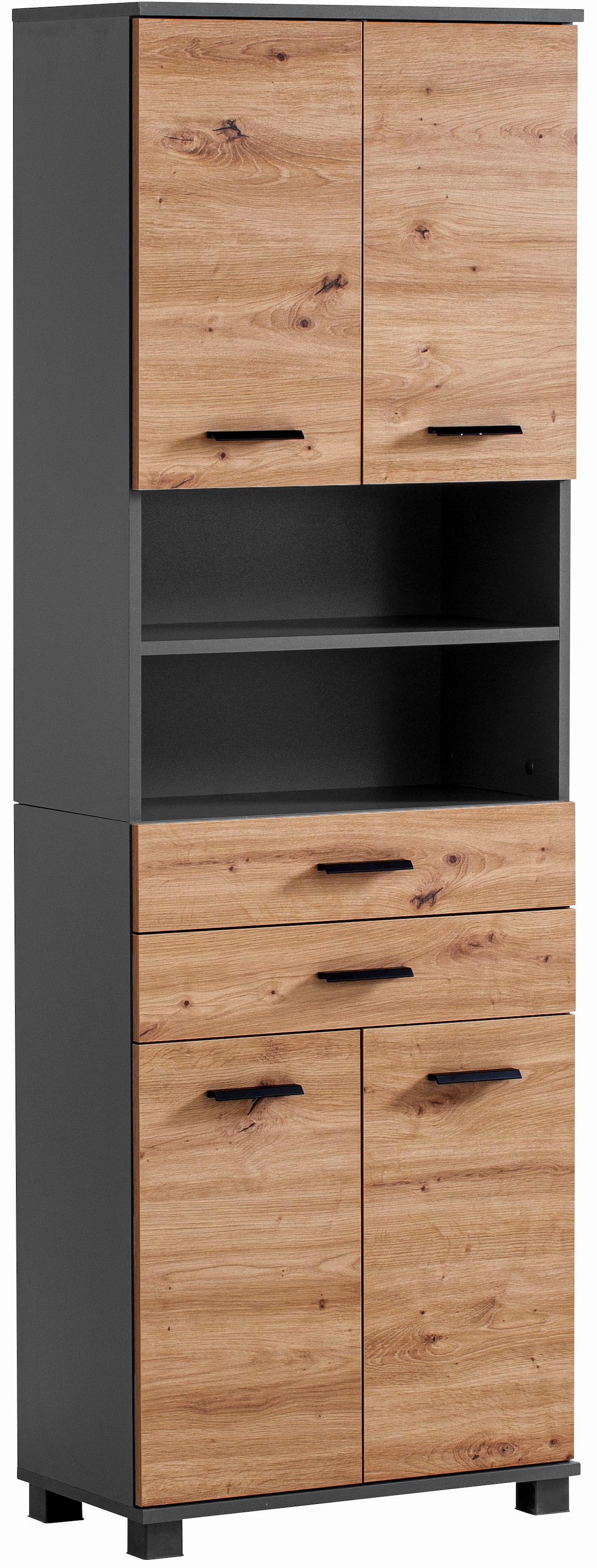 welltime Hochschrank "Palermo, Made in Germany", Breite 60 cm, verstellbare Einlegeböden, Metallgriffe