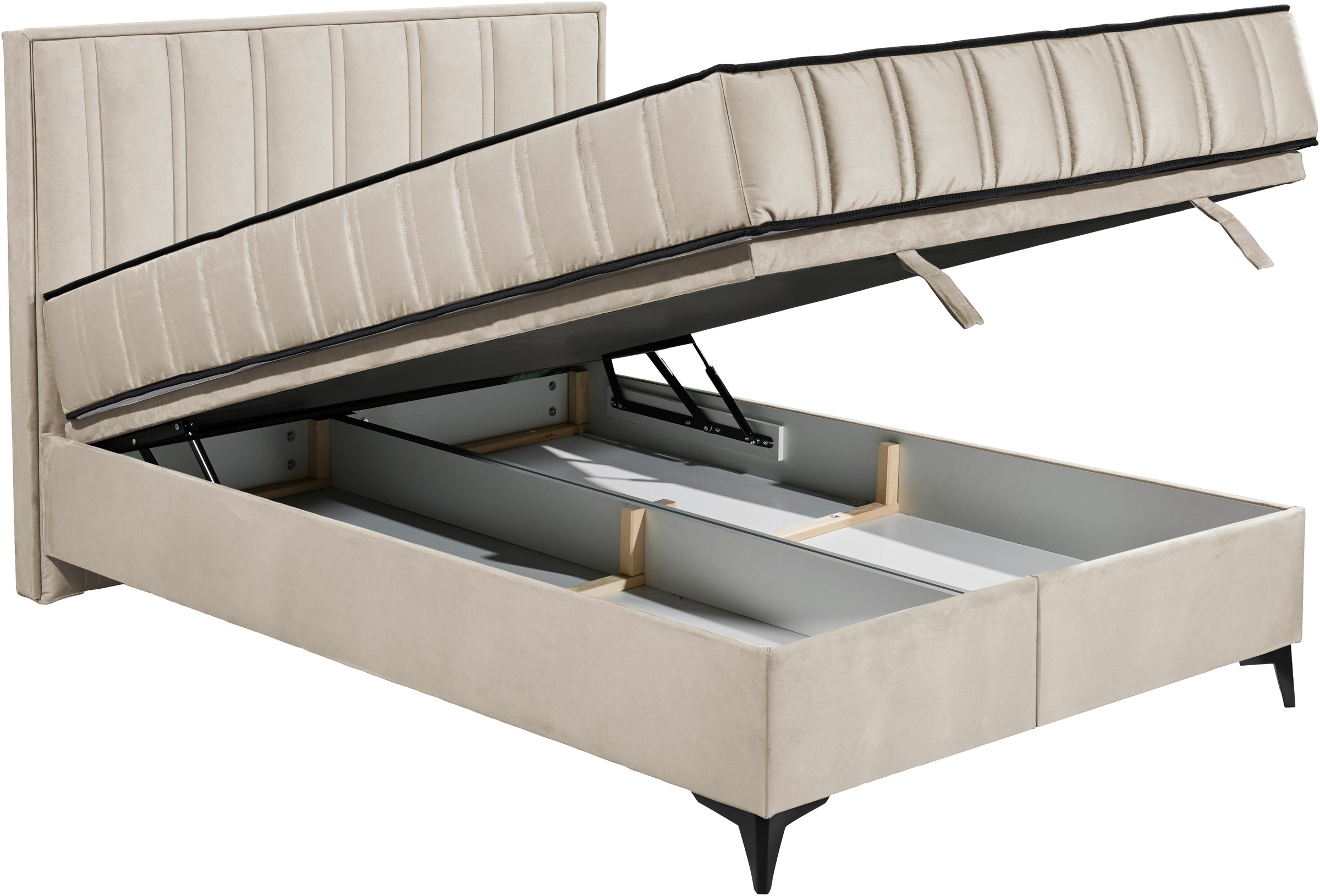 ED EXCITING DESIGN Boxbett »Monroe inkl. Bettkasten, erhältlich in den Breiten 120cm & 140cm«, Duo-Matratze - feste Seite mit Kokosmatte