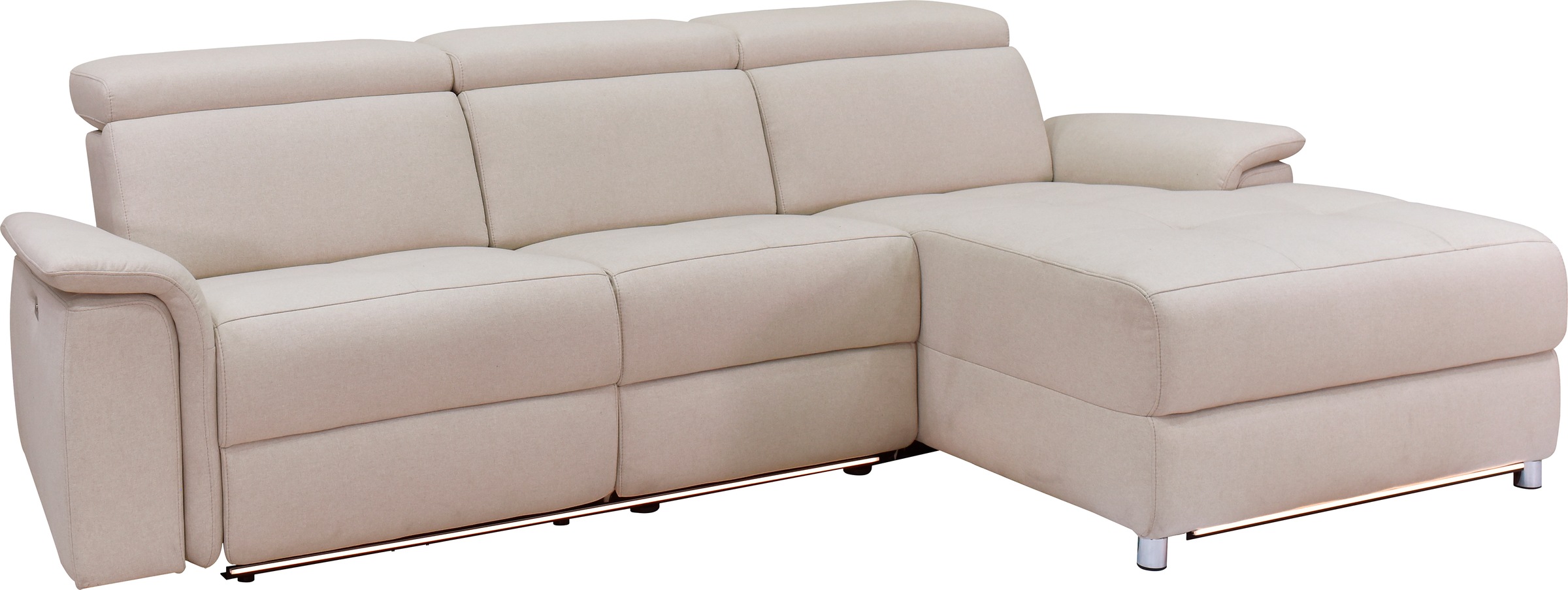 Places of Style Ecksofa »Pareli, L-Form, 259cm,m. Recamiere, Echtleder, Kunstleder, Webstoff«, man. o. elektr. Relaxfunktion, USB/Kopfteilverstellg u. LED