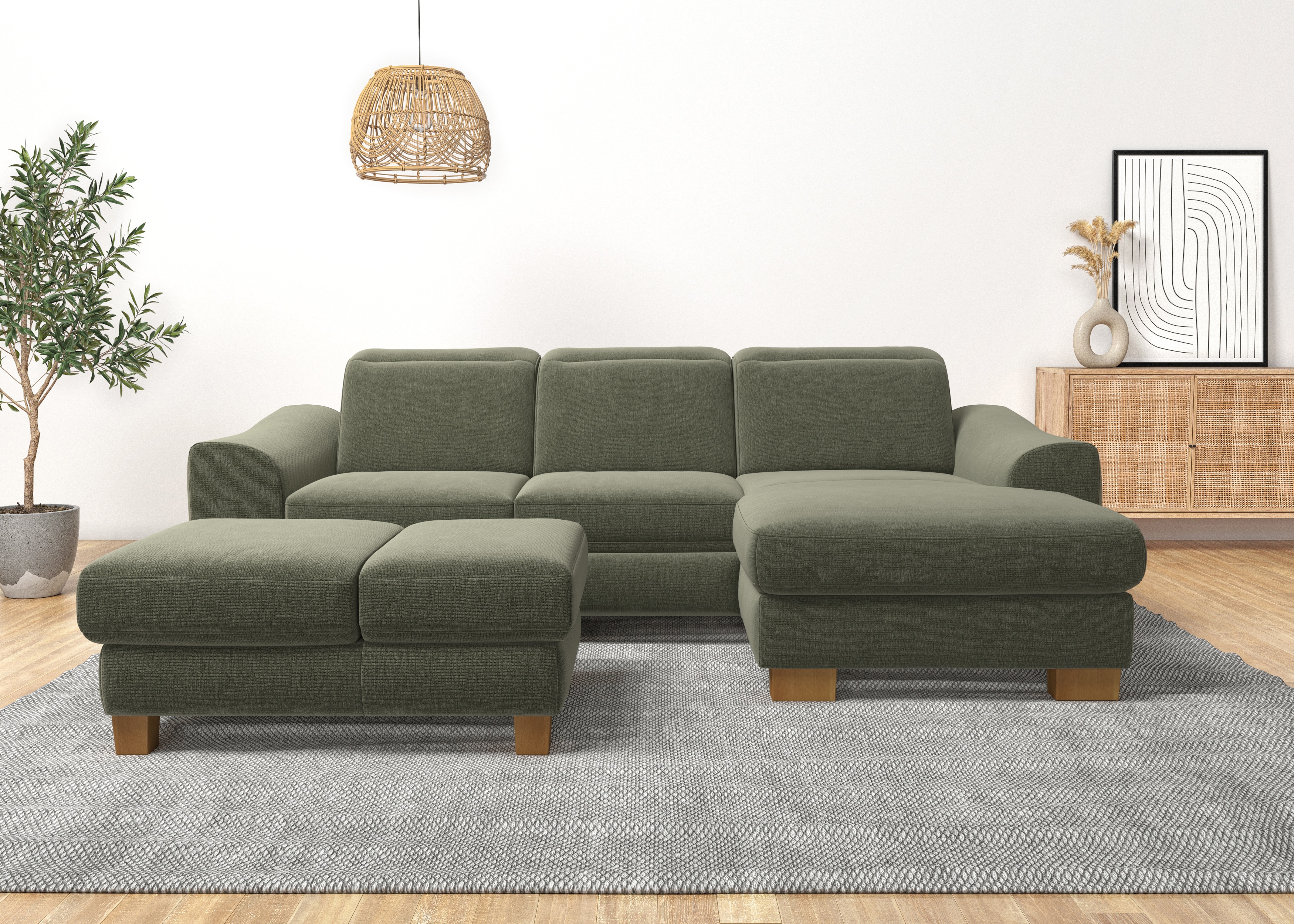 Home affaire Ecksofa "Dundee L-Form" wahlweise mit Kopfteilverstellung und zusätzlich mit Schlaffunktion