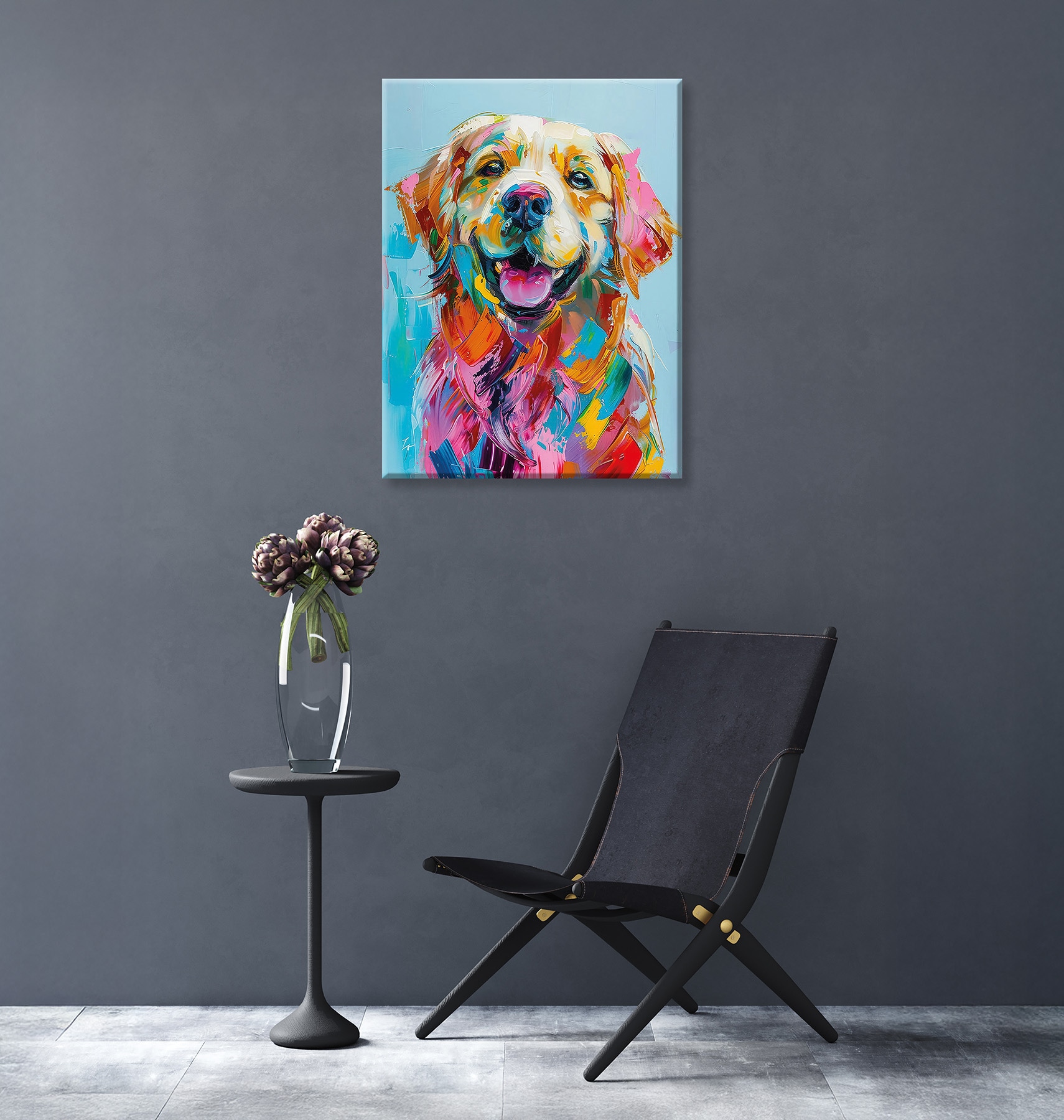 Bönninghoff Leinwandbild »Wandbild HUND GOLDEN RETRIEVER 46x61 cm – Leinwandbild Keilrahmen Deko« Hunde | Hundebilder | Kunst | Pop Art | Tiere 1 Stk. tlg. auf Keilrahmen gespannt