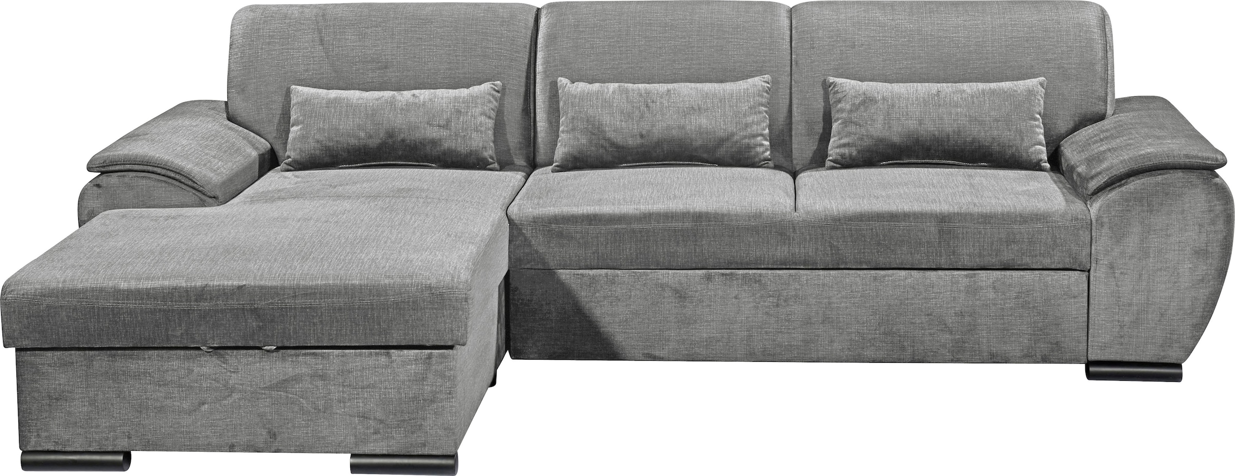 ED EXCITING DESIGN Ecksofa »Tampa L-Form«, frei im Raum stellbar, mit Bettkasten, Schlaffunktion, 3 Nierenkissen