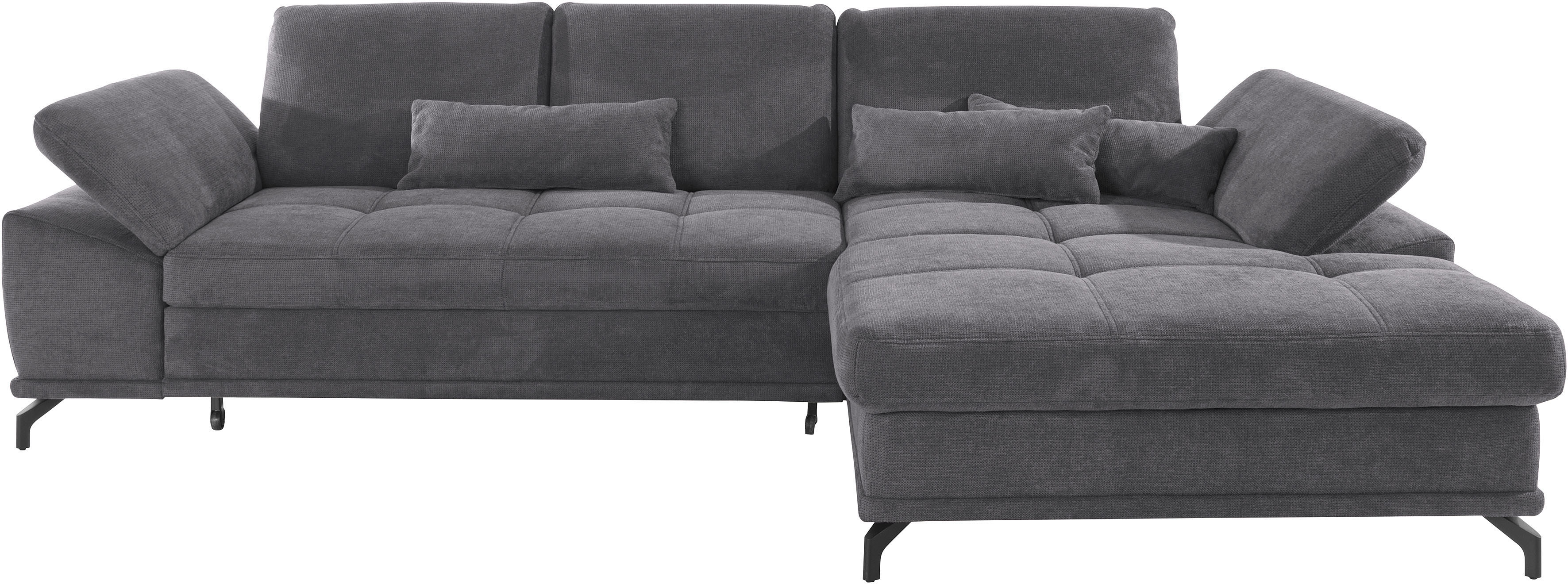 OTTO home Ecksofa "Costello L-Form, B: 301cm, Sitztiefen & Armteilverstellung, Federkern" 3 Nierenkissen, mit Schlaffunktion & Bettkasten