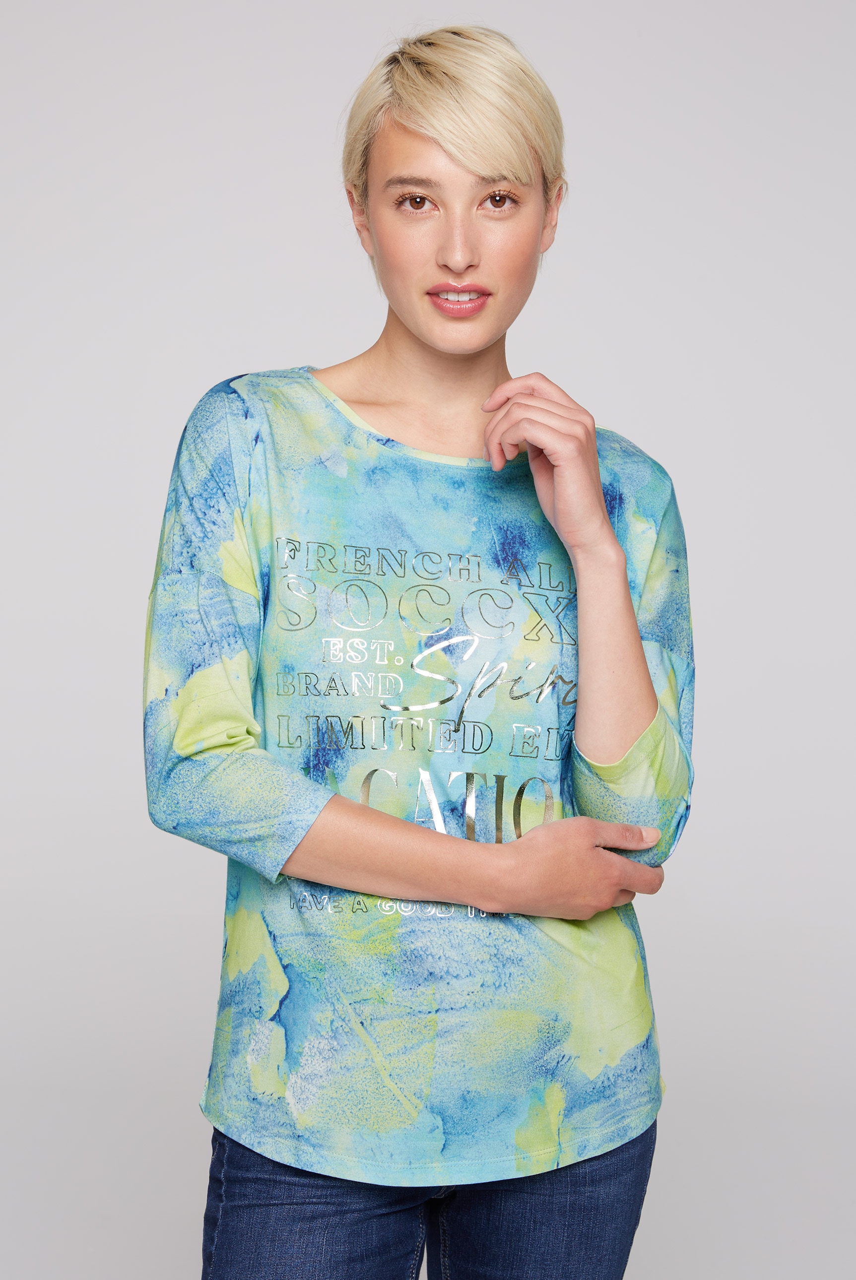 3/4-Arm-Shirt, mit All Over-Print