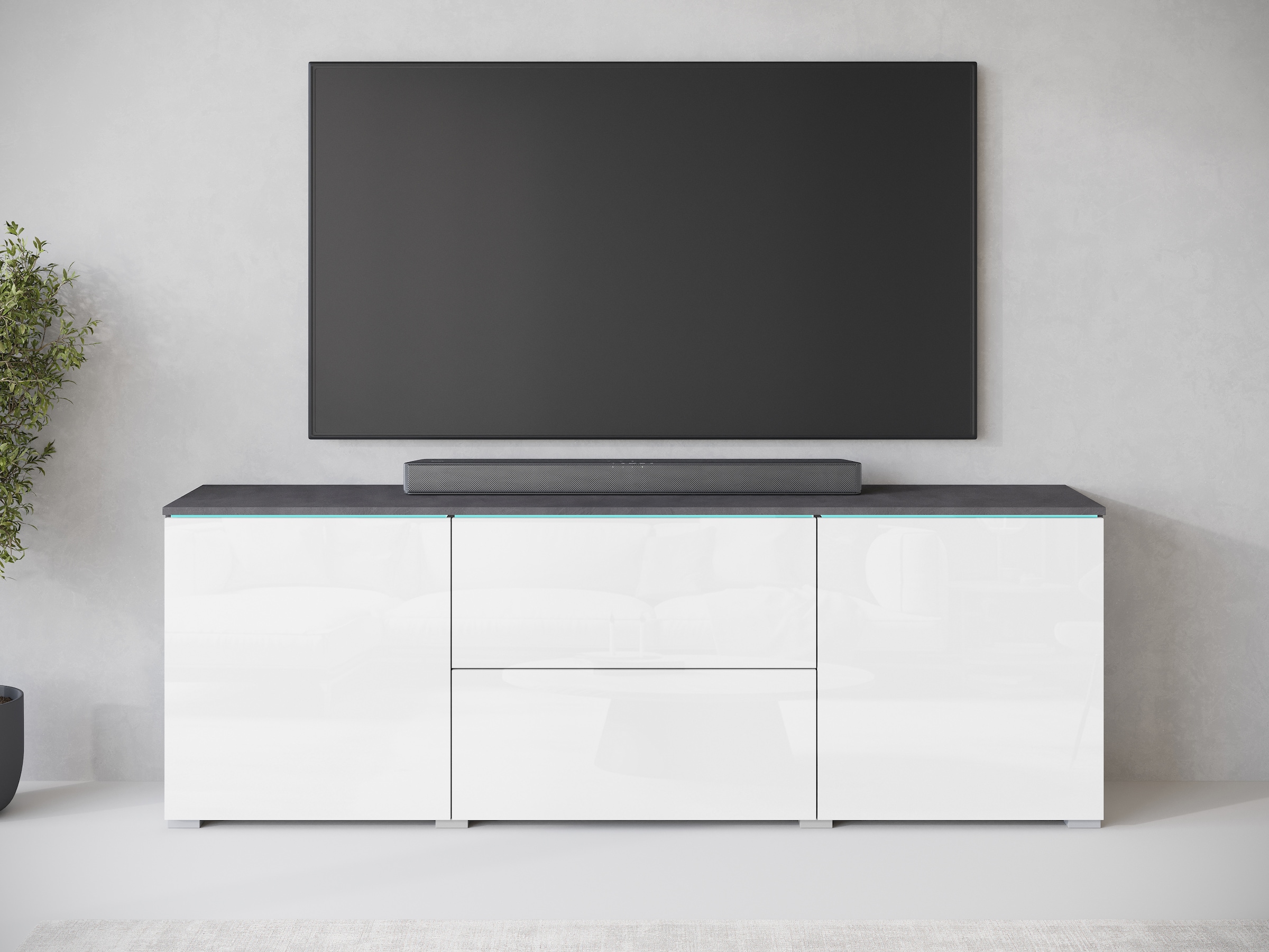 INOSIGN Lowboard, Lowboard Vera, 2 Türen/2 Schubladen, TV-Schrank mit viel Stauraum