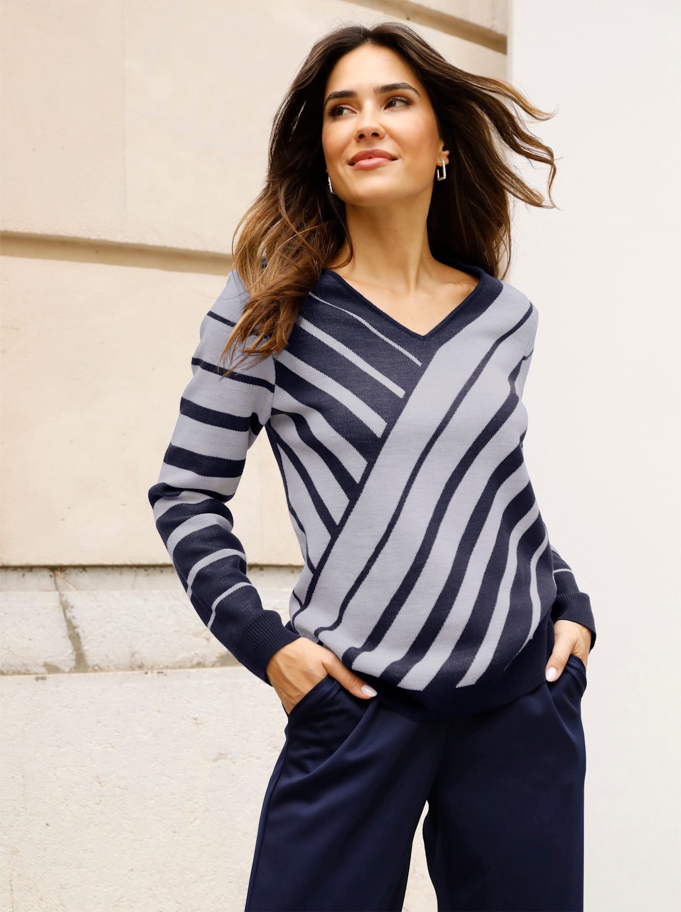 Classic Basics V-Ausschnitt-Pullover "Langarm-Pullover" günstig online kaufen