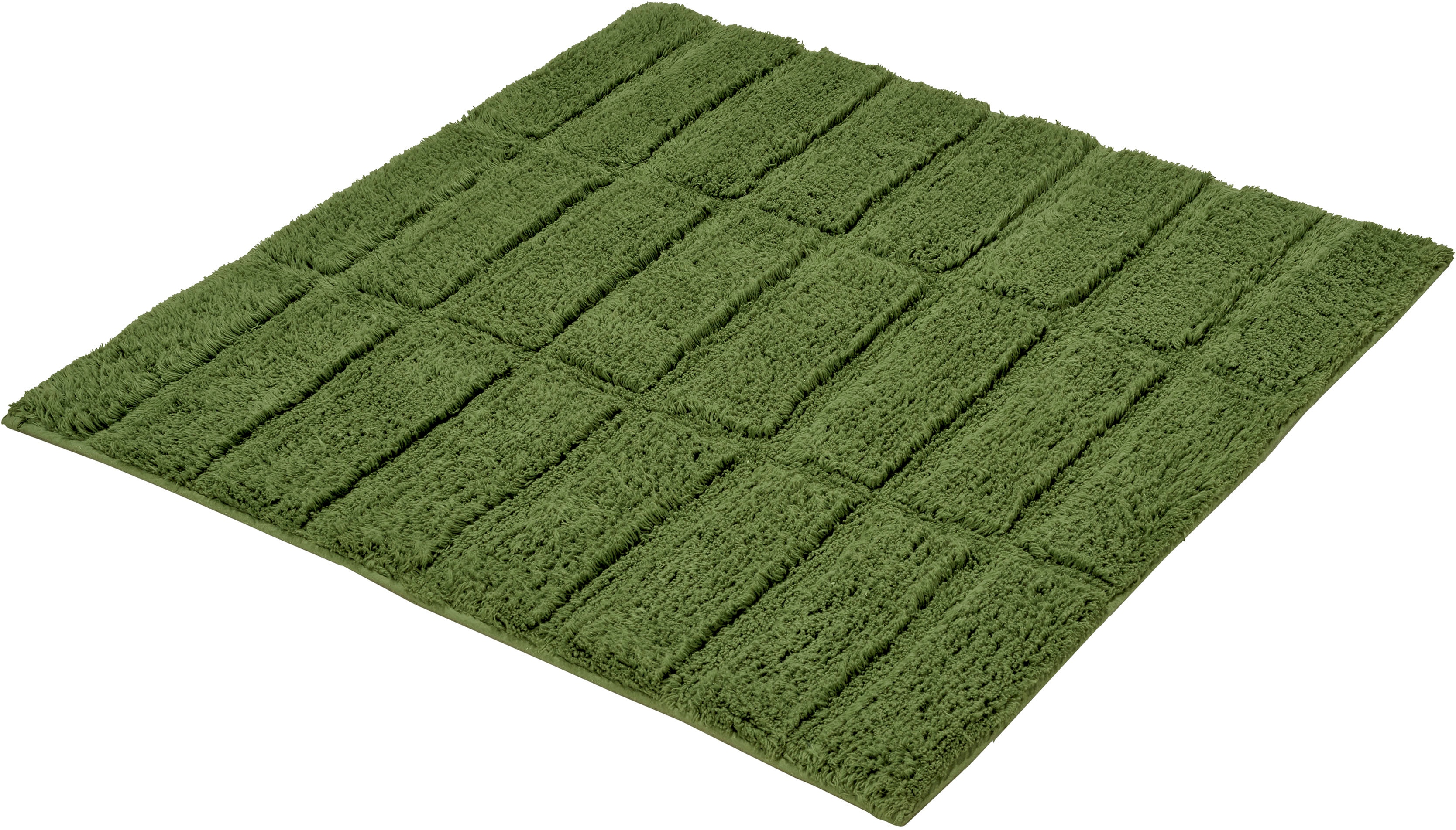 Kleine Wolke Badematte "Tiles, Badvorleger, Badezimmer Teppich" Höhe 13 mm rutschhemmend beschichtet fußbodenheizungsgeeignet Badteppich, Uni Farben, Hoch-Tief Effekt