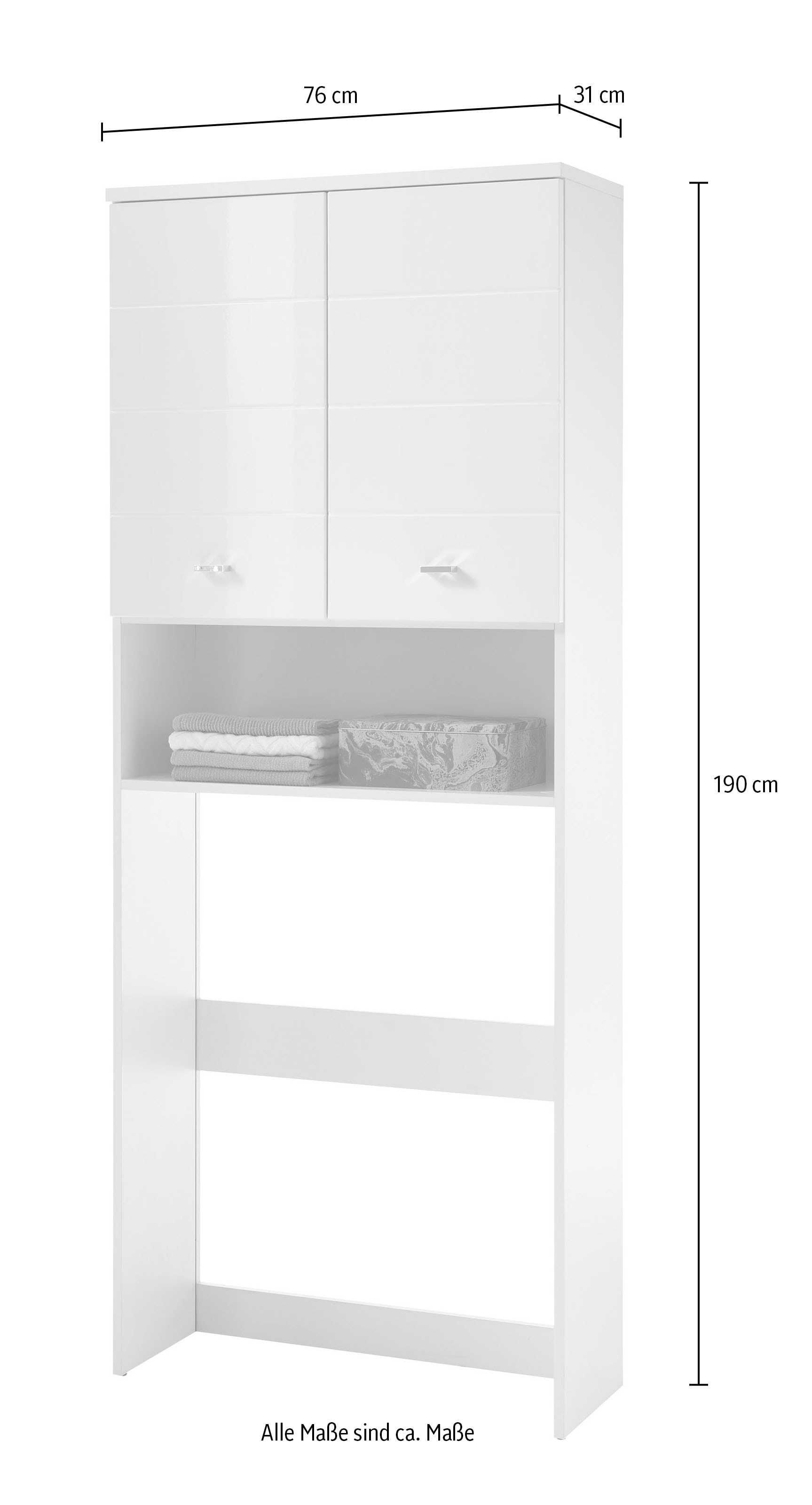 BASIC by Balculina Waschmaschinenumbauschrank »Pool, Badezimmerschrank BxHxT 76x190x31«, (1 St.), Breite 76cm, Tür L/R montierbar