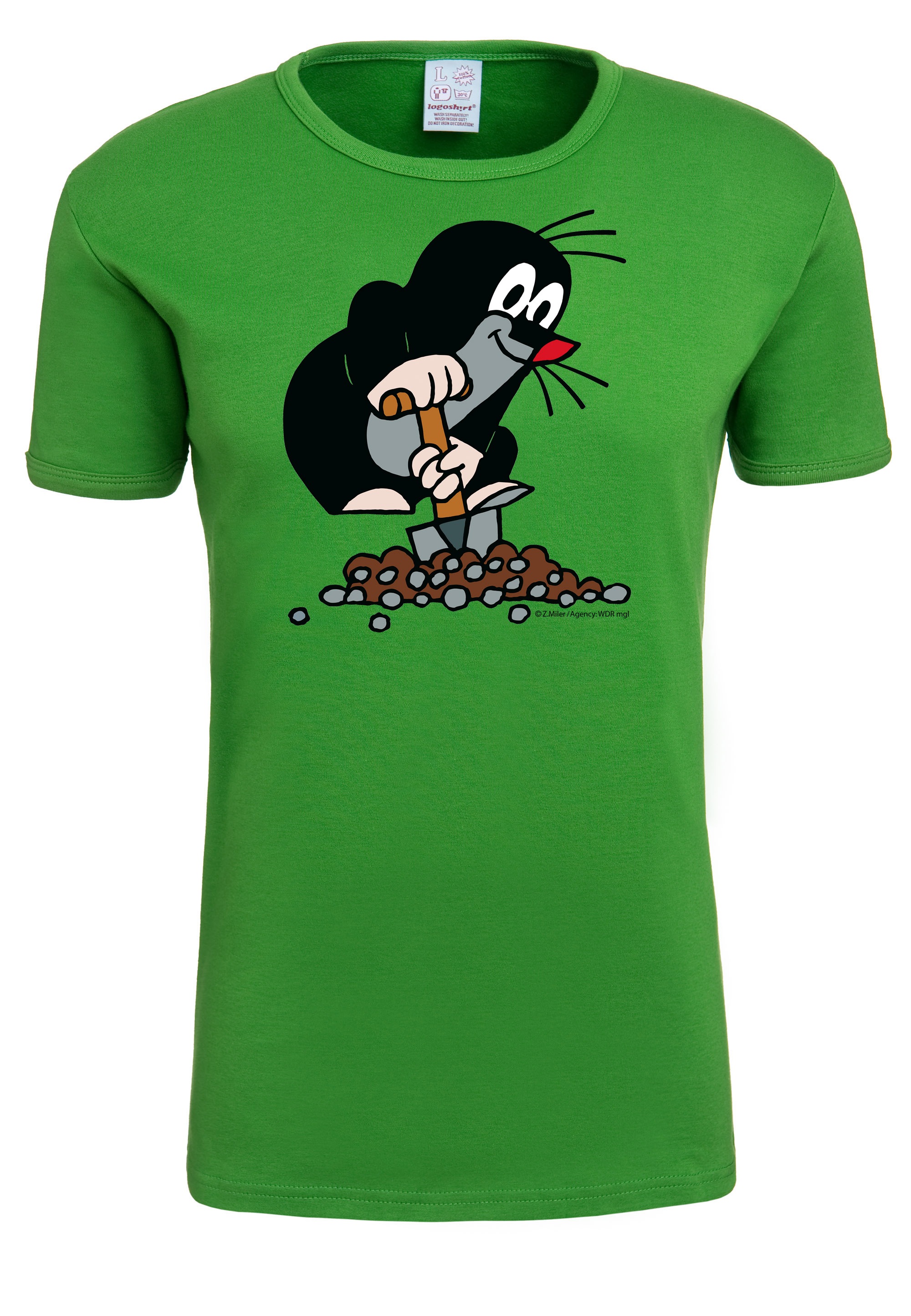T-Shirt LOGOSHIRT "Der kleine Maulwurf", Damen, Gr. XS, grün, 100% Baumwolle, bedruckt, normal, Rundhals, Shirts T-Shirt, mit Der kleine Maulwurf-Print 3
