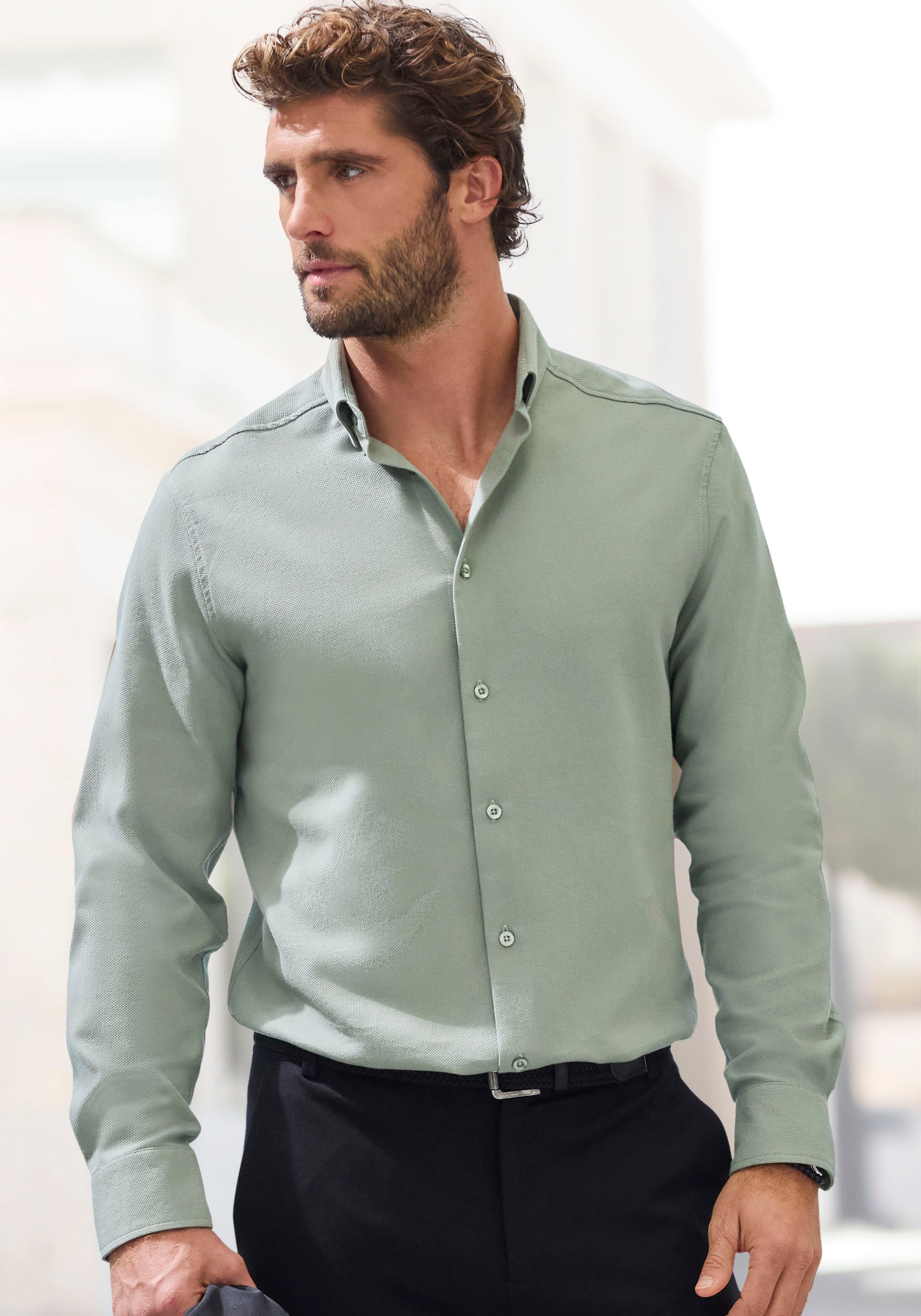 H.I.S Langarmhemd "Regular Fit", in hochwertiger Struktur Optik günstig online kaufen