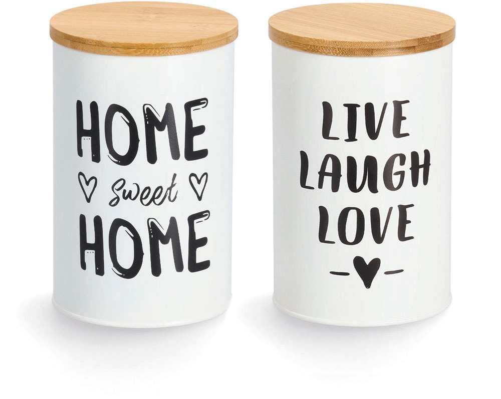 Zeller Present Vorratsdose "Quotes" moderner Schriftzug, mit Bambusdeckel, 1000 ml