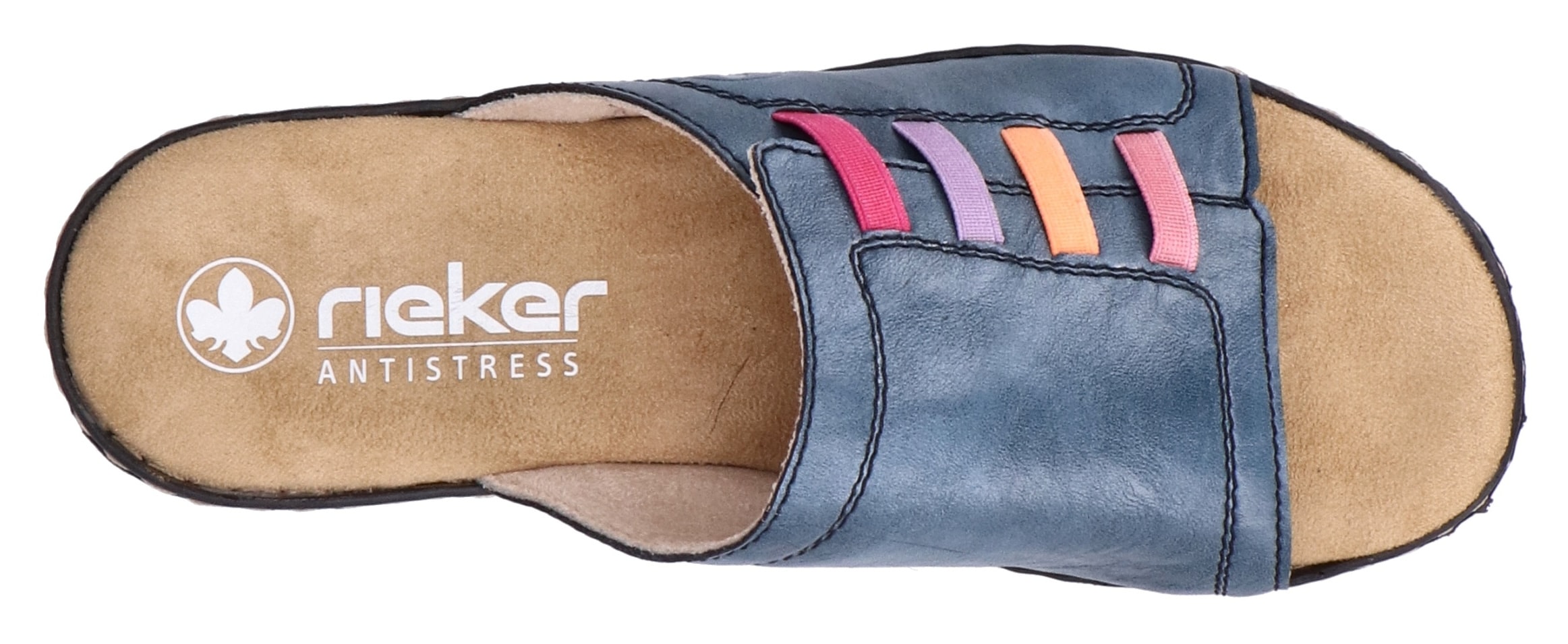 Rieker Keilpantolette, Sommerschuh, Hausschuh, Pantolette mit bequemem Keilabsatz