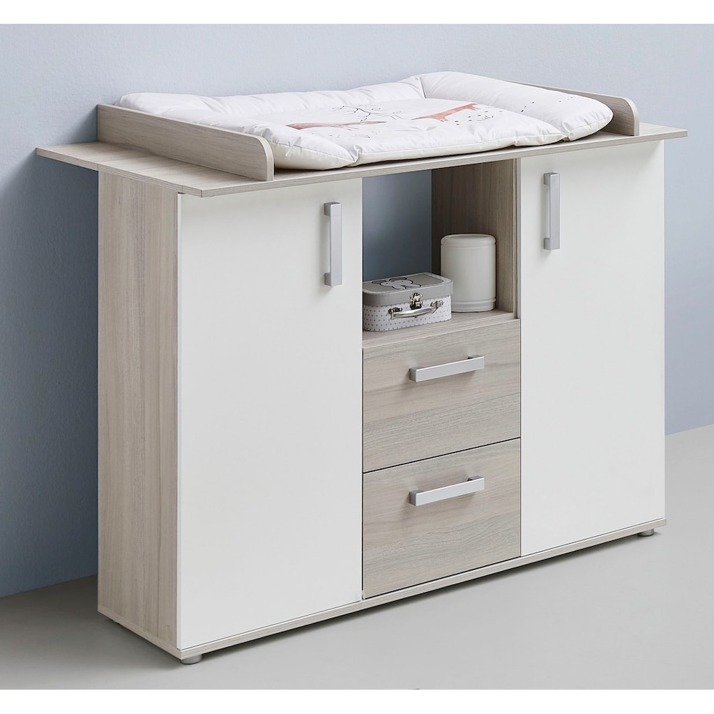 Lüttenhütt Babyzimmer-Komplettset »Geert«, (Set, 4 St., Kinderbett, Regal, Schrank, Wickelkommode), Made in Germany; mit Kinderbett, Regal, Schrank und Wickelkommode