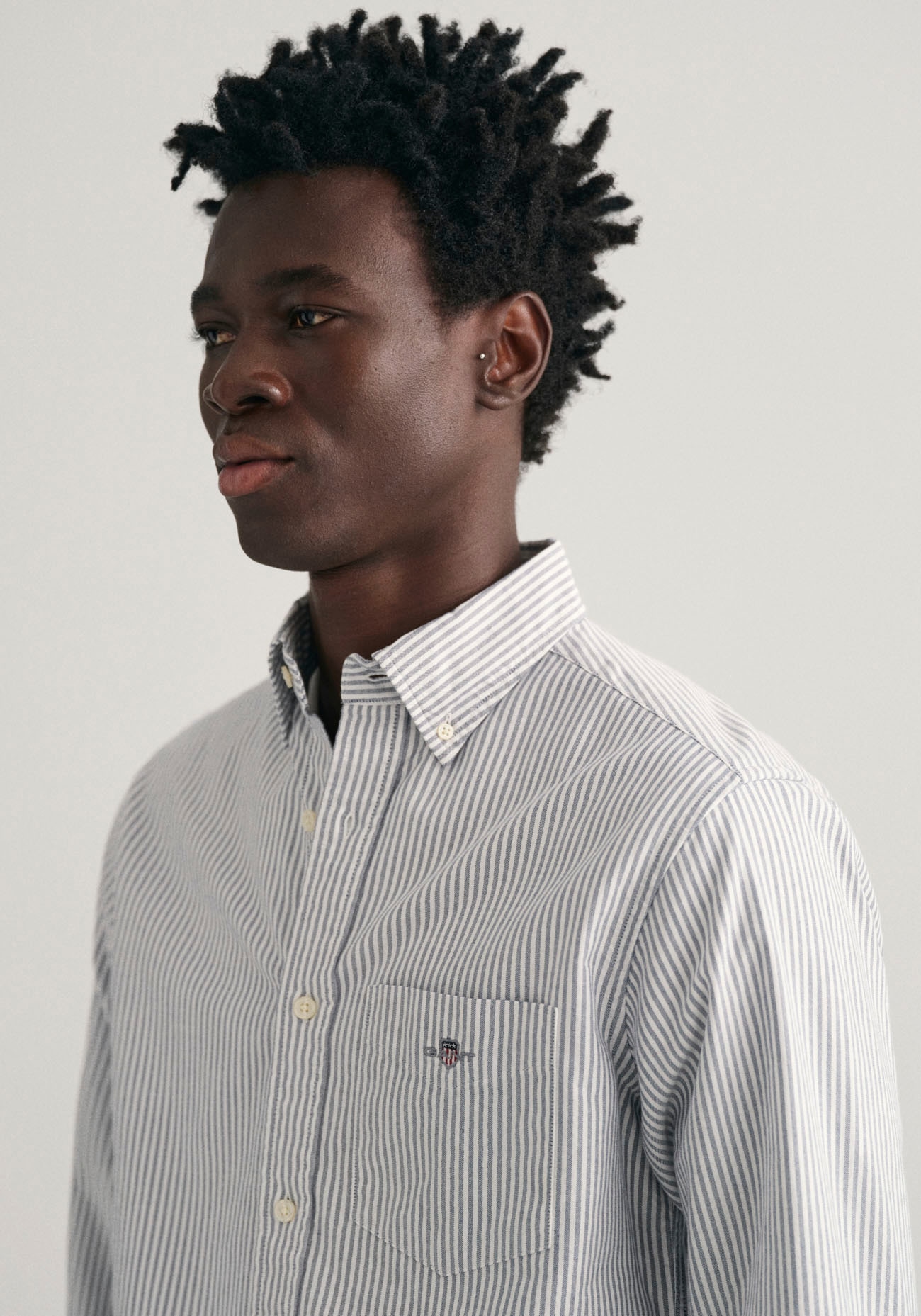 Gant Langarmhemd »Regular Fit Oxford Hemd strukturiert langlebig dicker gestreift«, mit dezenter Logostickerei