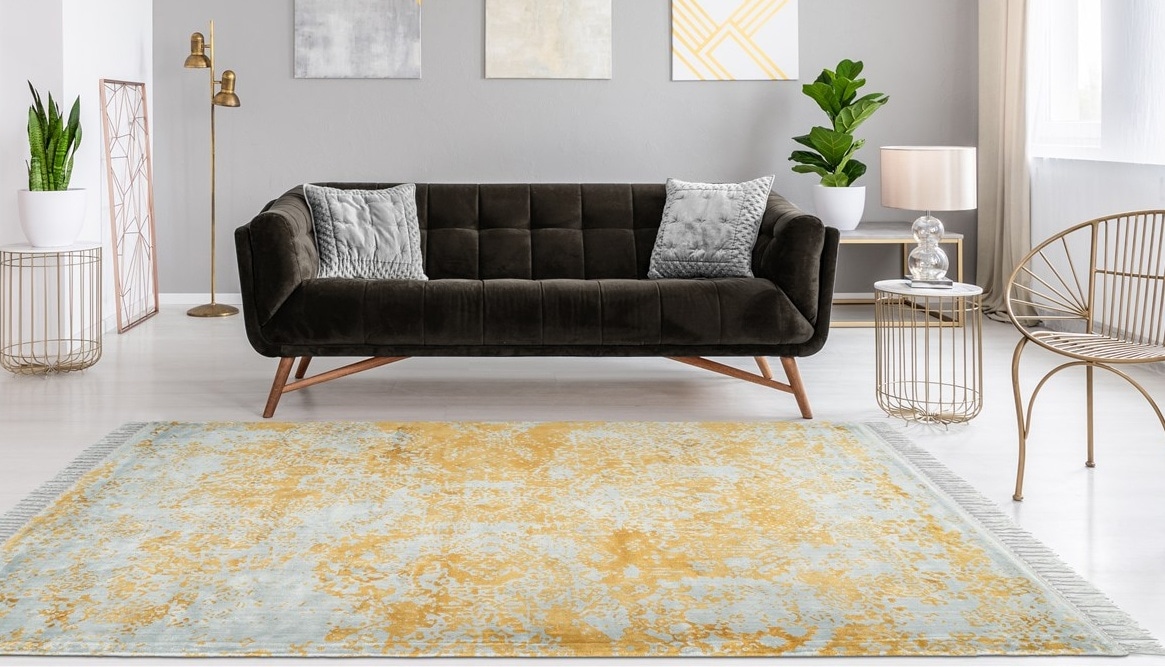 Teppich PADIRO, B:80cm H:10mm L:150cm, grau, Viskose, Wohnzimmer, Teppiche, "Dolce Vita 325", Modern bedrucktes Unikat, Trendige Verwaschung