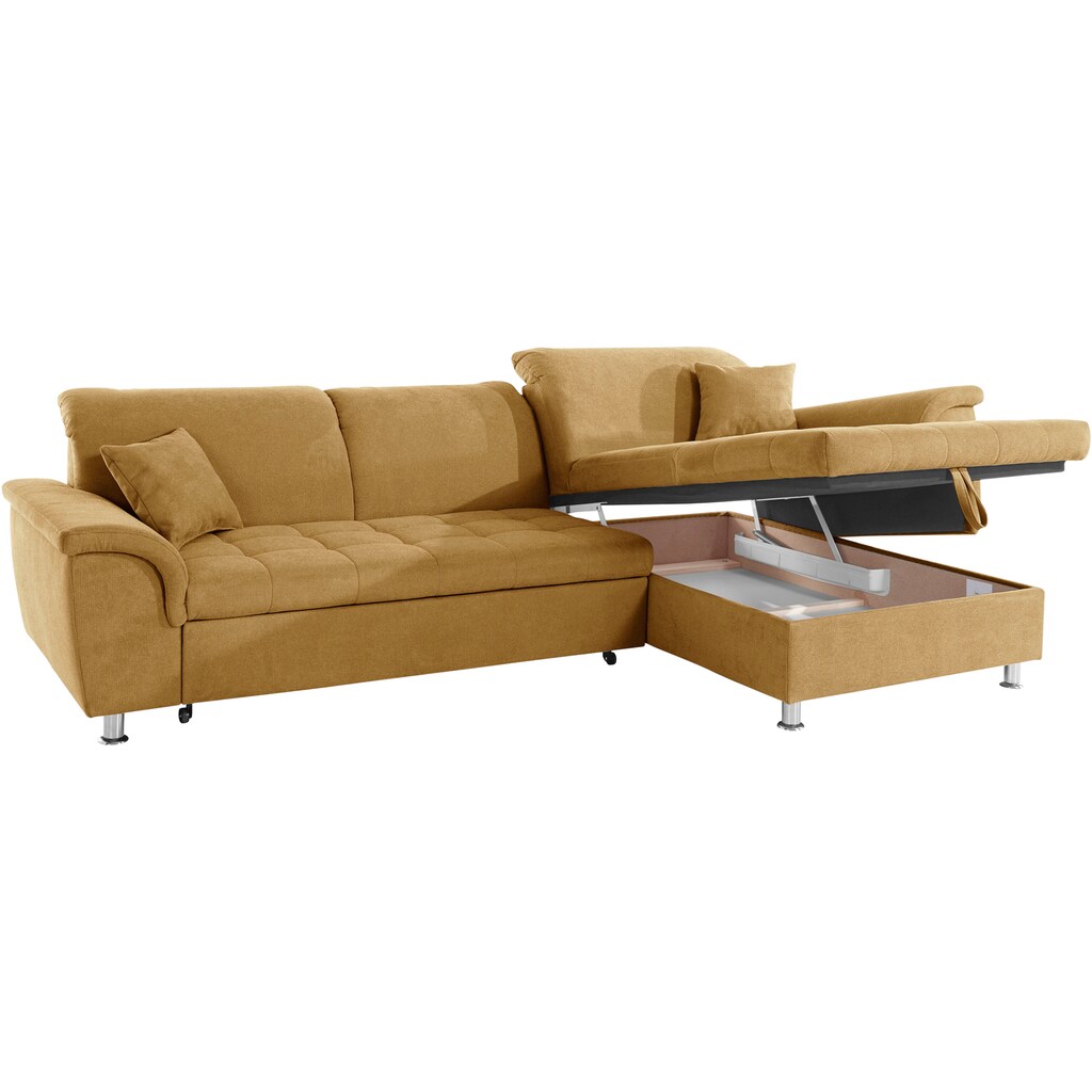 DOMO collection Ecksofa »Franzi«, wahlweise mit Kopfteilverstellung (dann Tiefe: 170 cm)
