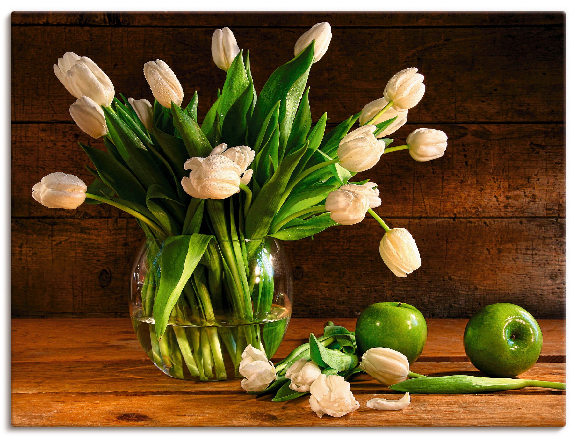 Artland Leinwandbild "Tulpen in Glasvase" Blumen 1 Stk. tlg. auf Holzrahmen gespannt