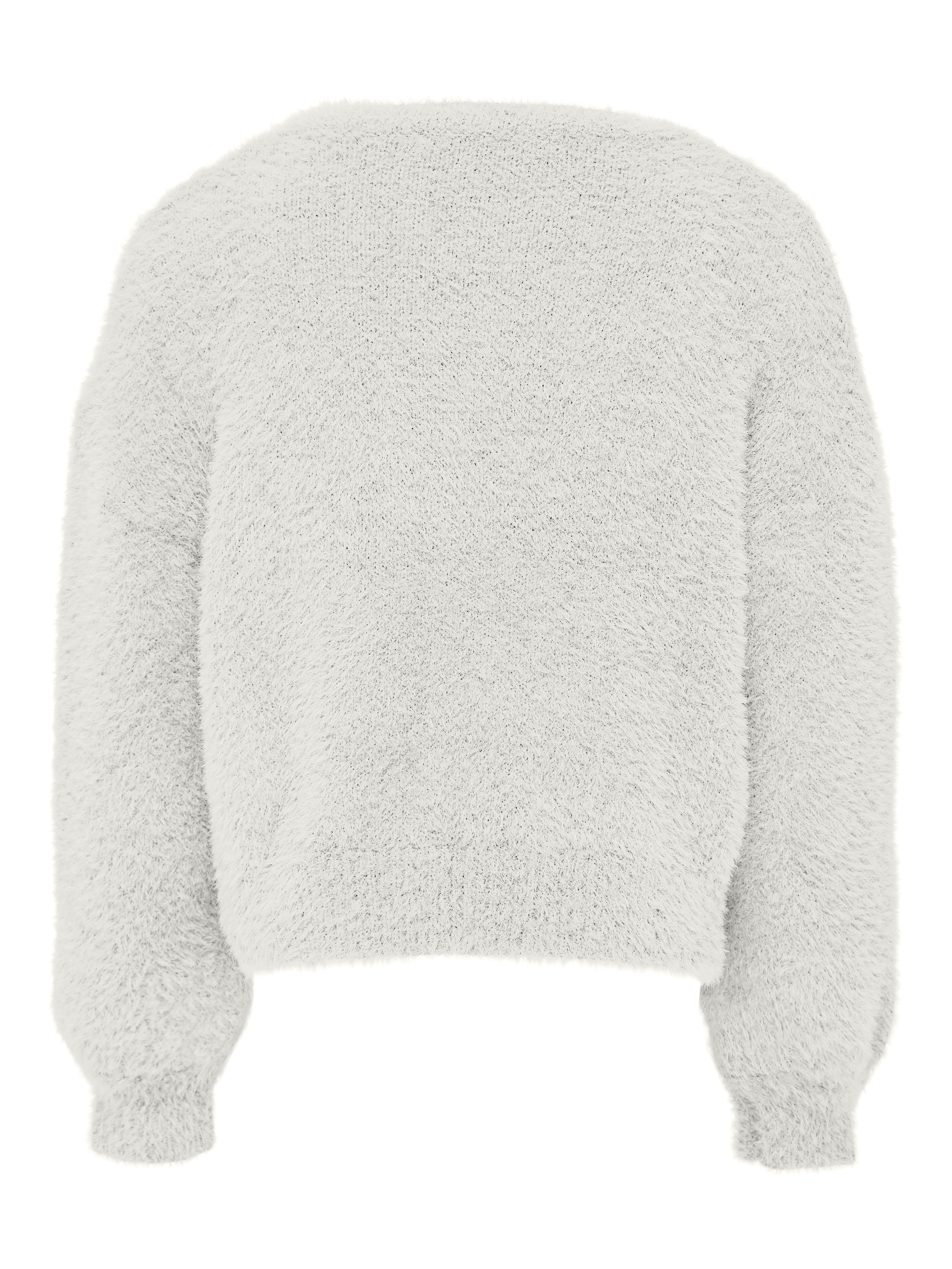 Rundhalspullover KIDS ONLY "KOGNEWPIUMO L/S PULLOVER CP KNT NOOS", Kinder, Gr. 158/164, weiß (cloud dancer), Strick, Obermaterial: 70% Nylon, 30% Polyacryl, unifarben, regular fit normal, Rundhals, Bündchen, Pullover Rundhalspullover, Kunstfaser 4