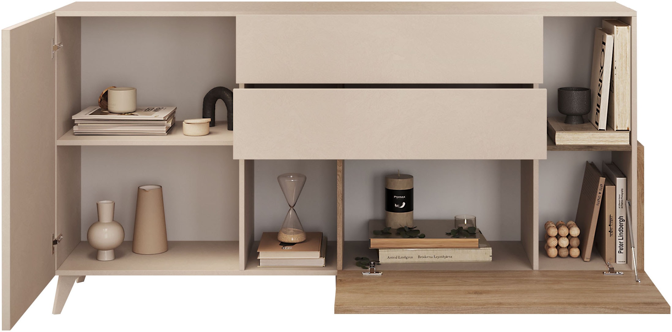 INOSIGN Sideboard »Monaco Breite 181 cm, Anrichte mit 1 Tür, 1 Klappe u. 2 Schubkästen«, Kommode, Soft/Self Closing