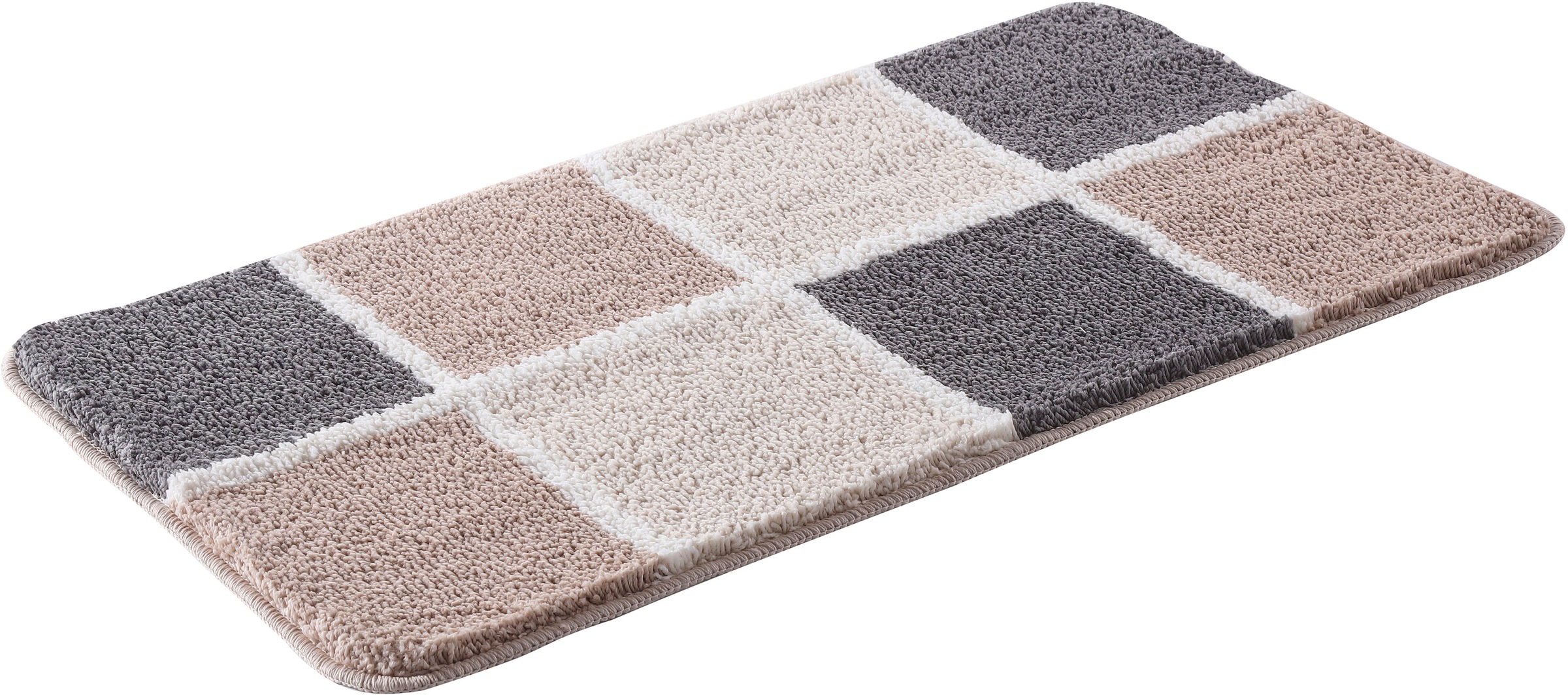 OTTO home Badematte "Anna mit Kachelmuster, Badvorleger, Badezimmer Teppich günstig online kaufen