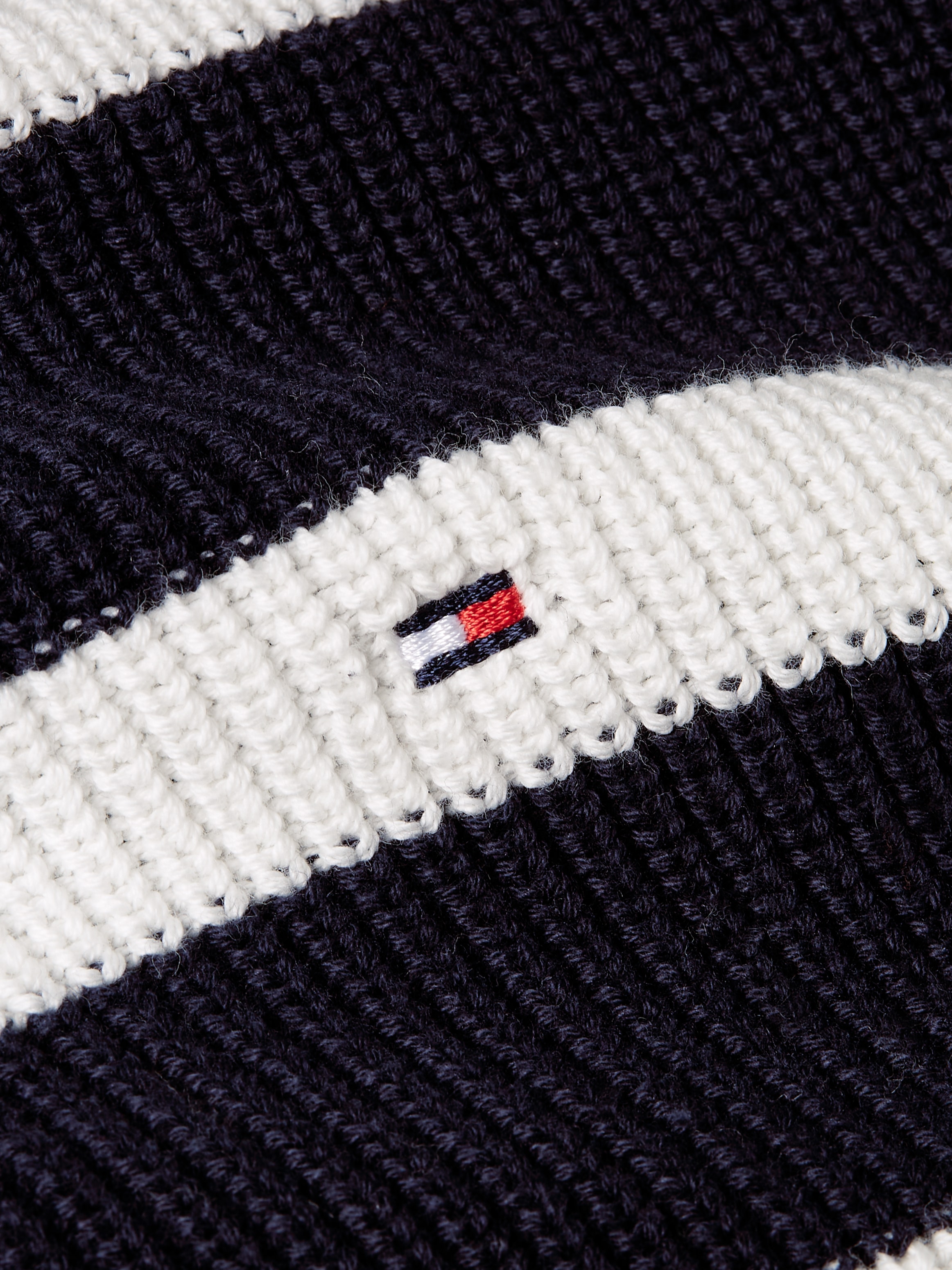 Tommy Hilfiger Troyer »CO CARDI STITCH 1/2 ZIP SWEATER«, mit kurzem Zipper, Streifendessin