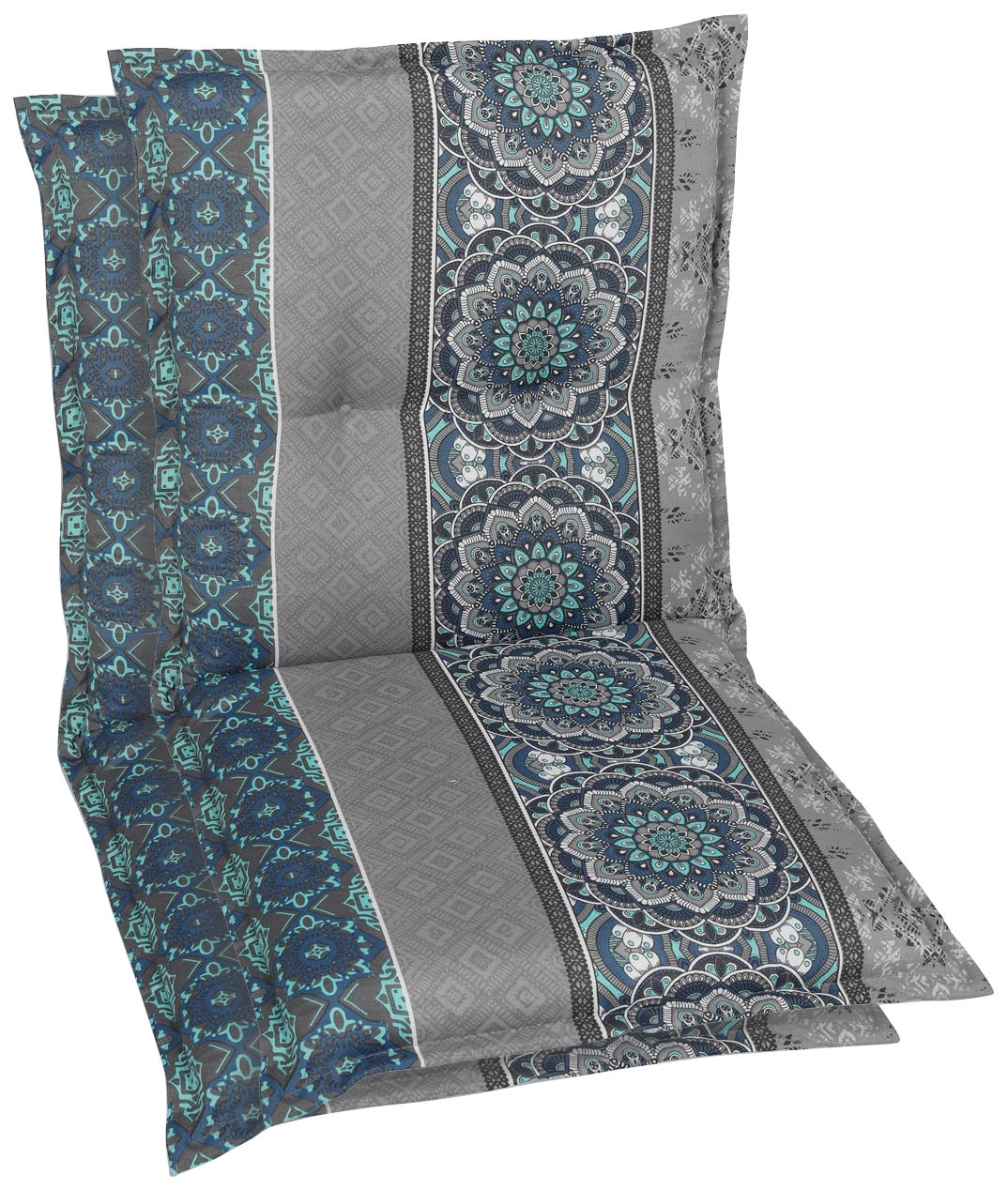 Go-De Unisex Blau/Grau Sesselauflage "Niederlehner", (, Grau), B:100cm H:6cm T:50cm, Bezug: 65% Polyester, 35% Baumwolle, Polsterauflagen - Image 3