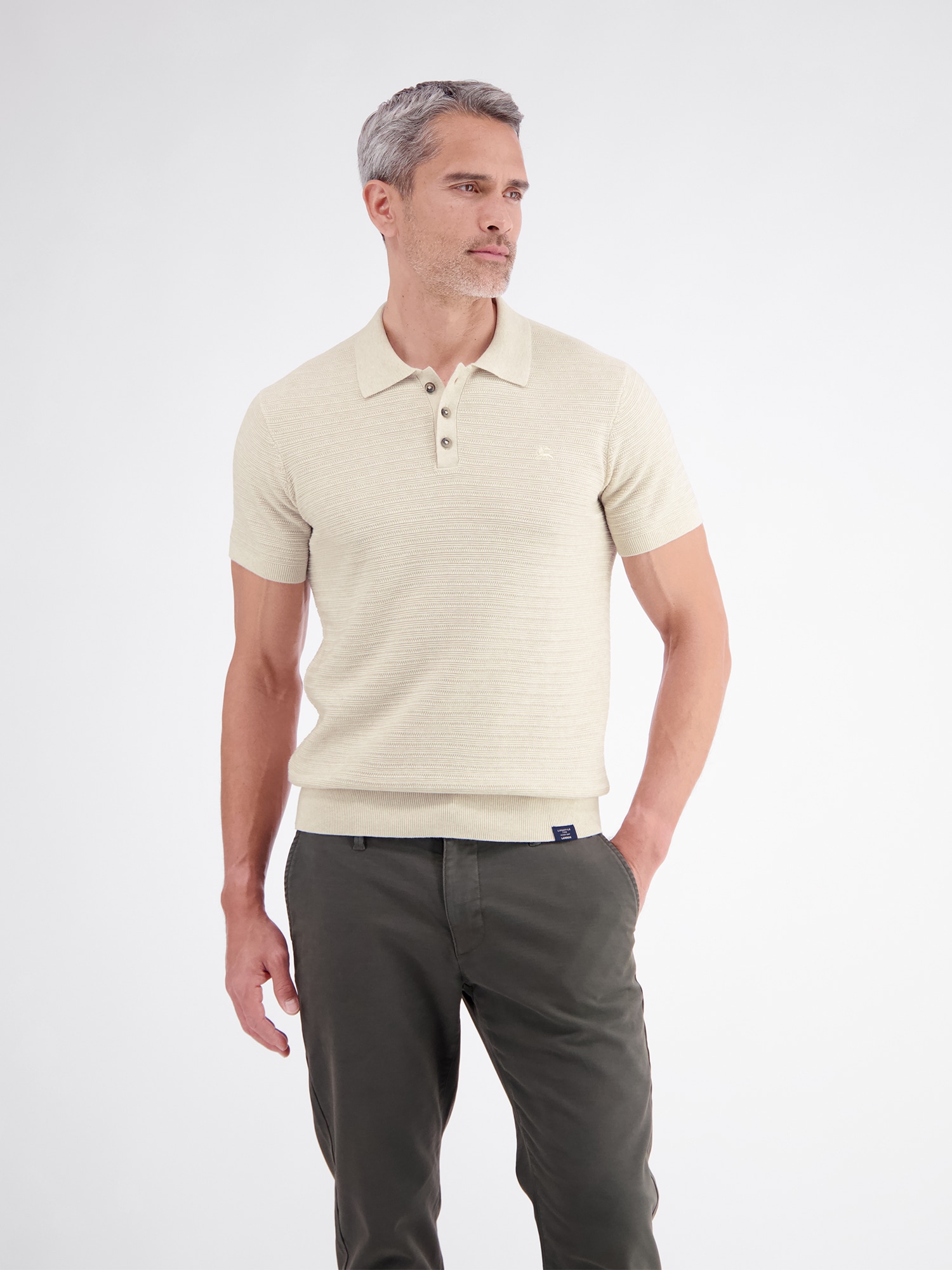 LERROS Poloshirt "Polo mit raffinierter Streifenstruktur aus Baumwollstrick"