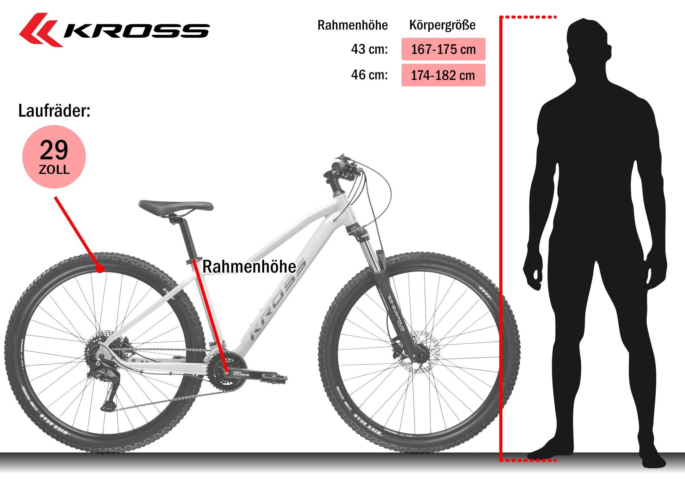 Kross Mountainbike »Damen 29" Lea 2.0 pink RH 21 Gänge« 21 Gang Shimano ALTUS M310 Schaltwerk Kettenschaltung KROSS Mountainbike Damen 29' Lea 2.0 pink RH 21 Gänge