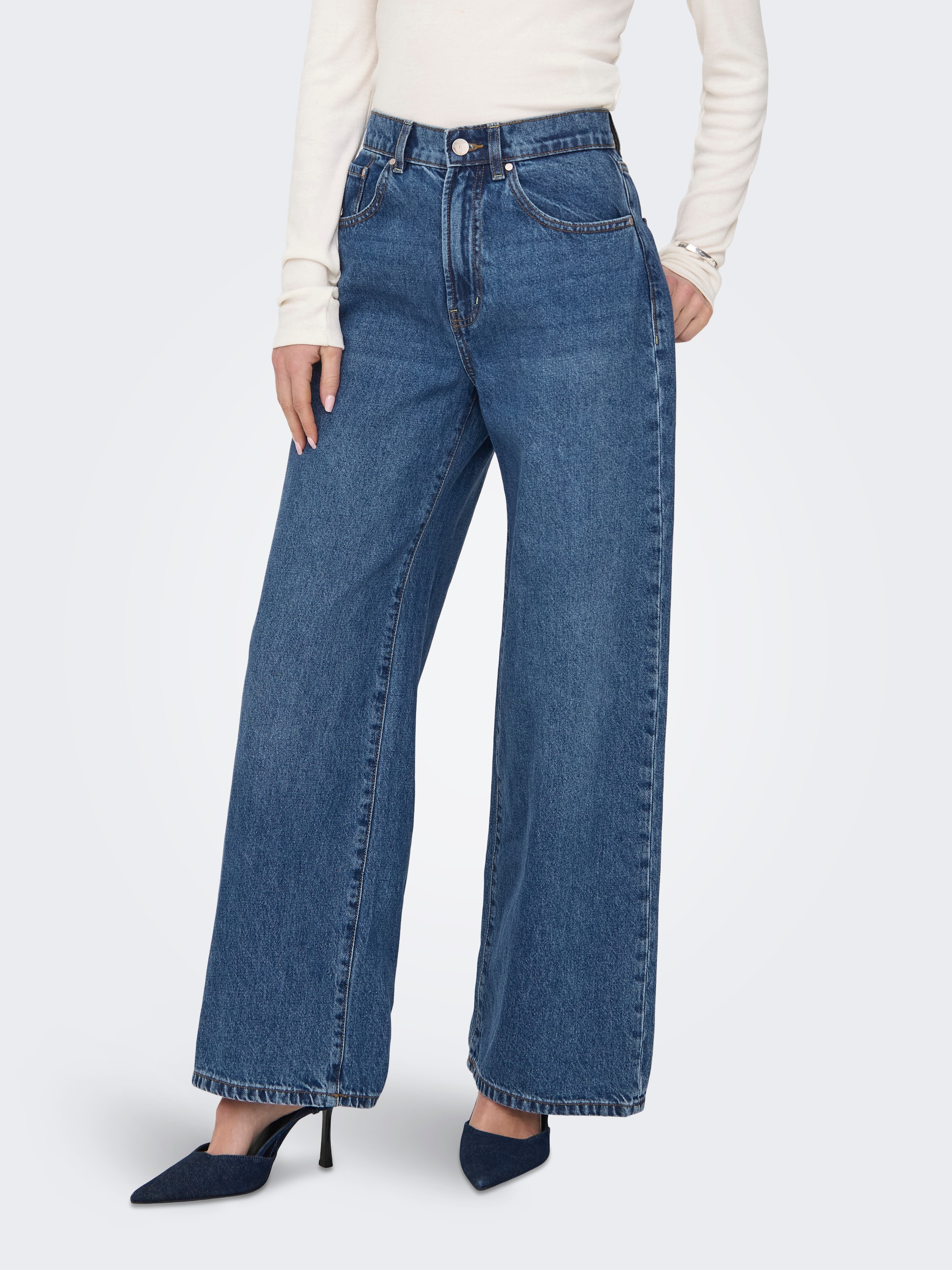 ONLY High-waist-Jeans "ONLHOPE HW WIDE DNM ADD465 NOOS" Baumwolle günstig online kaufen