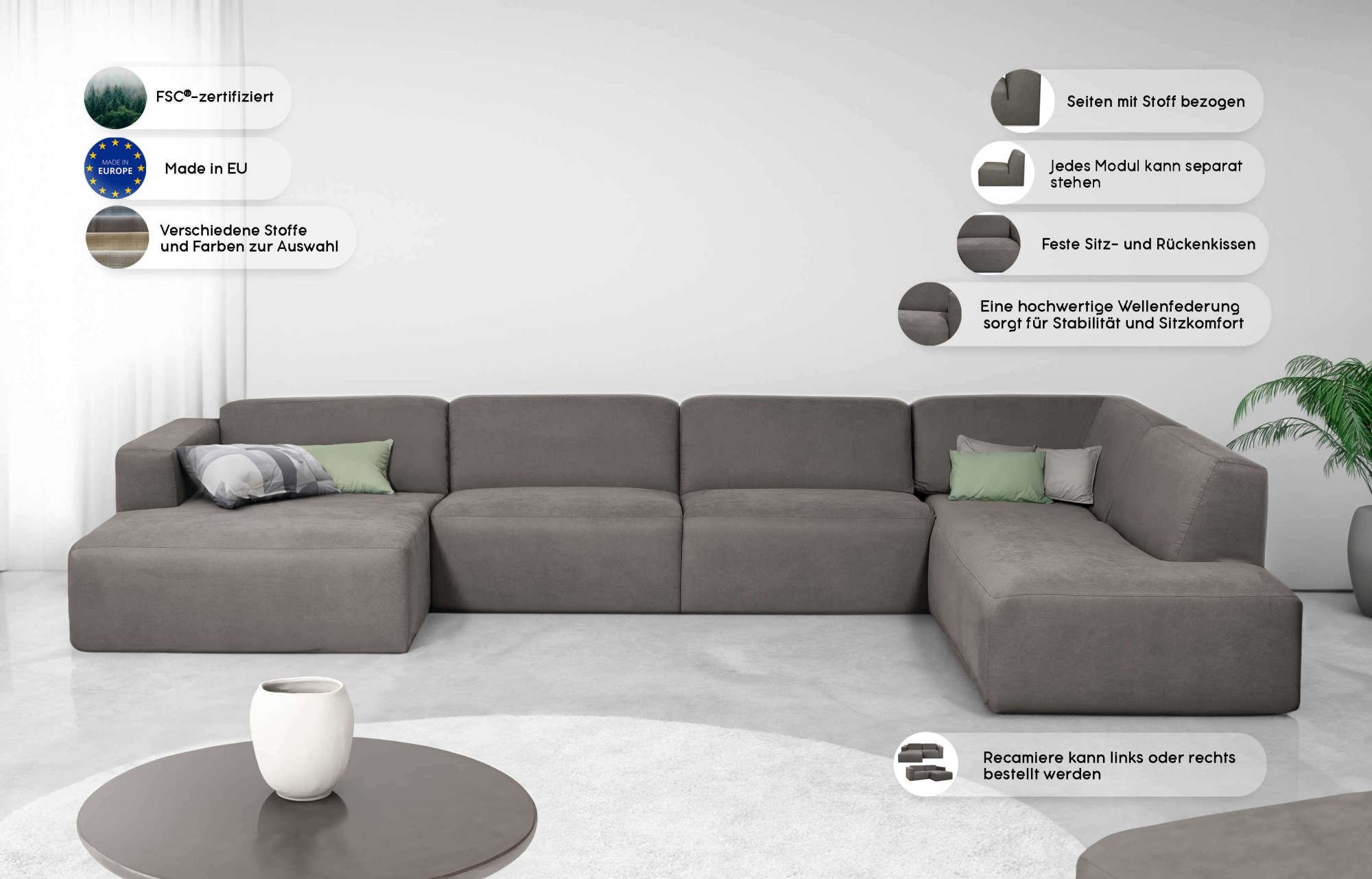 Thumbnail - OTTO home Wohnlandschaft "Kelani" mit dekorativer Knopfsteppung an den Armlehnen