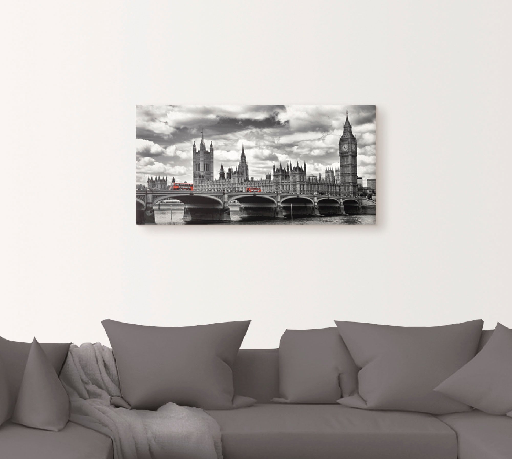 Artland Wandbild »London Westminster Bridge & Red Buses«, Großbritannien, (1 St.), als Leinwandbild, Poster, Wandaufkleber in verschied. Größen