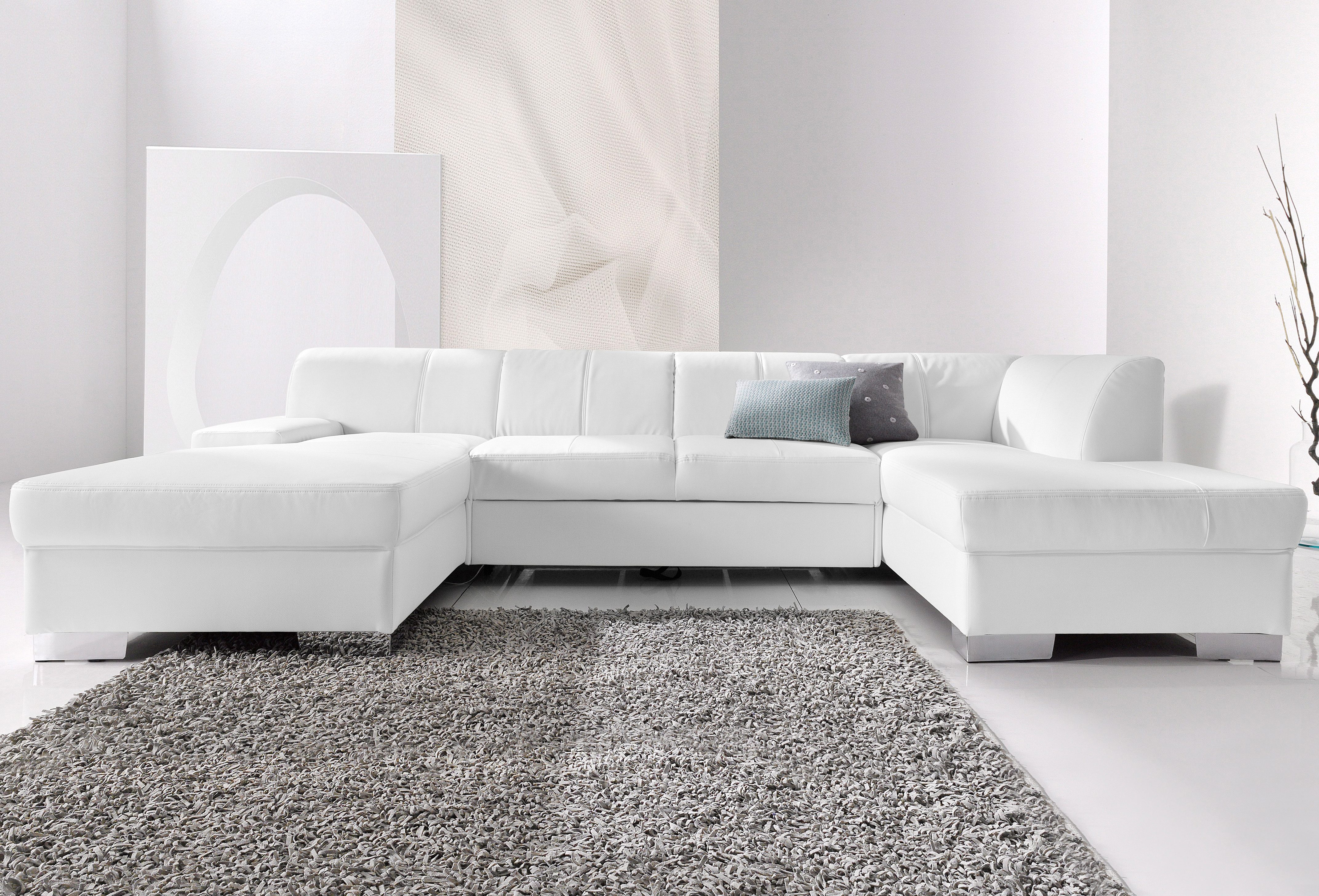 DOMO collection Wohnlandschaft "Star, zeitloses und elegantes Design, viel Platz, Breite 304cm, U-Form" fester Sitzkomfort, wahlweise mit Bettfunktion