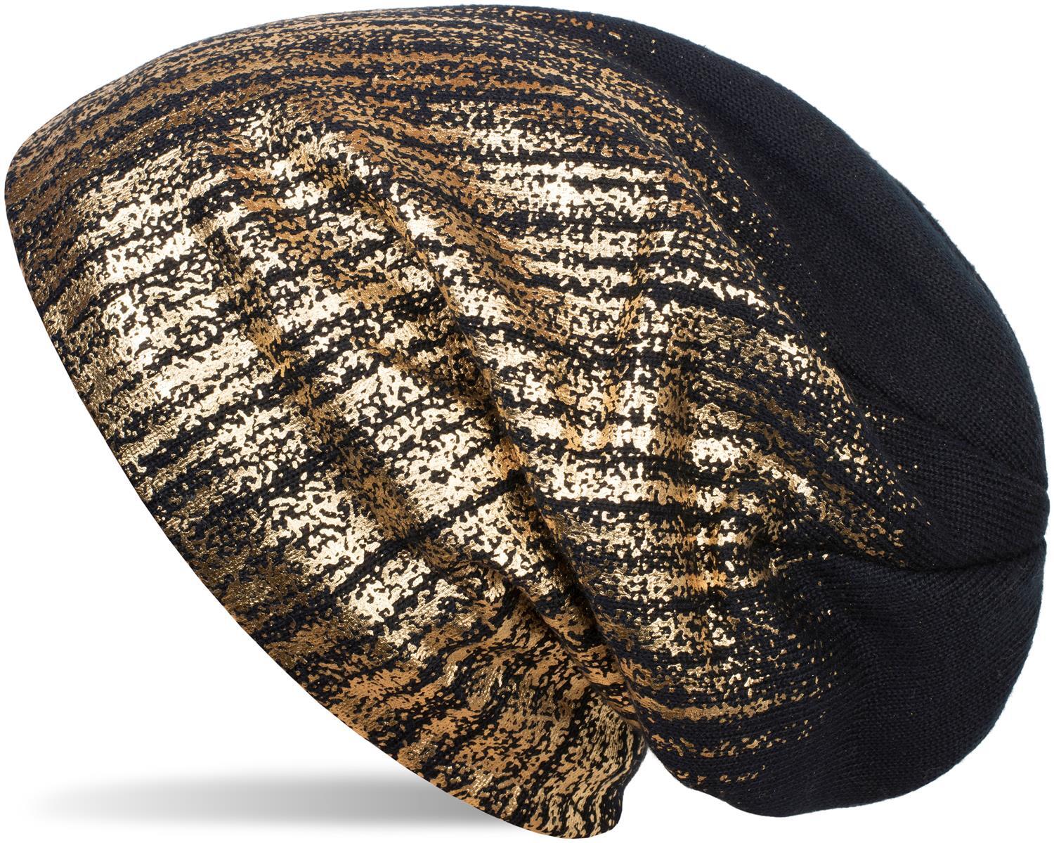 styleBREAKER Strickmütze "Feinstrick Beanie mit Metallic Print" 1 Stk.