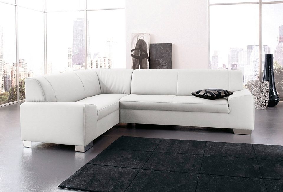 DOMO collection Ecksofa »Alisson, zeitlose Optik, flache Armlehnen, L-Form«, fester Sitzkomfort, wahlweise mit Bettfunktion
