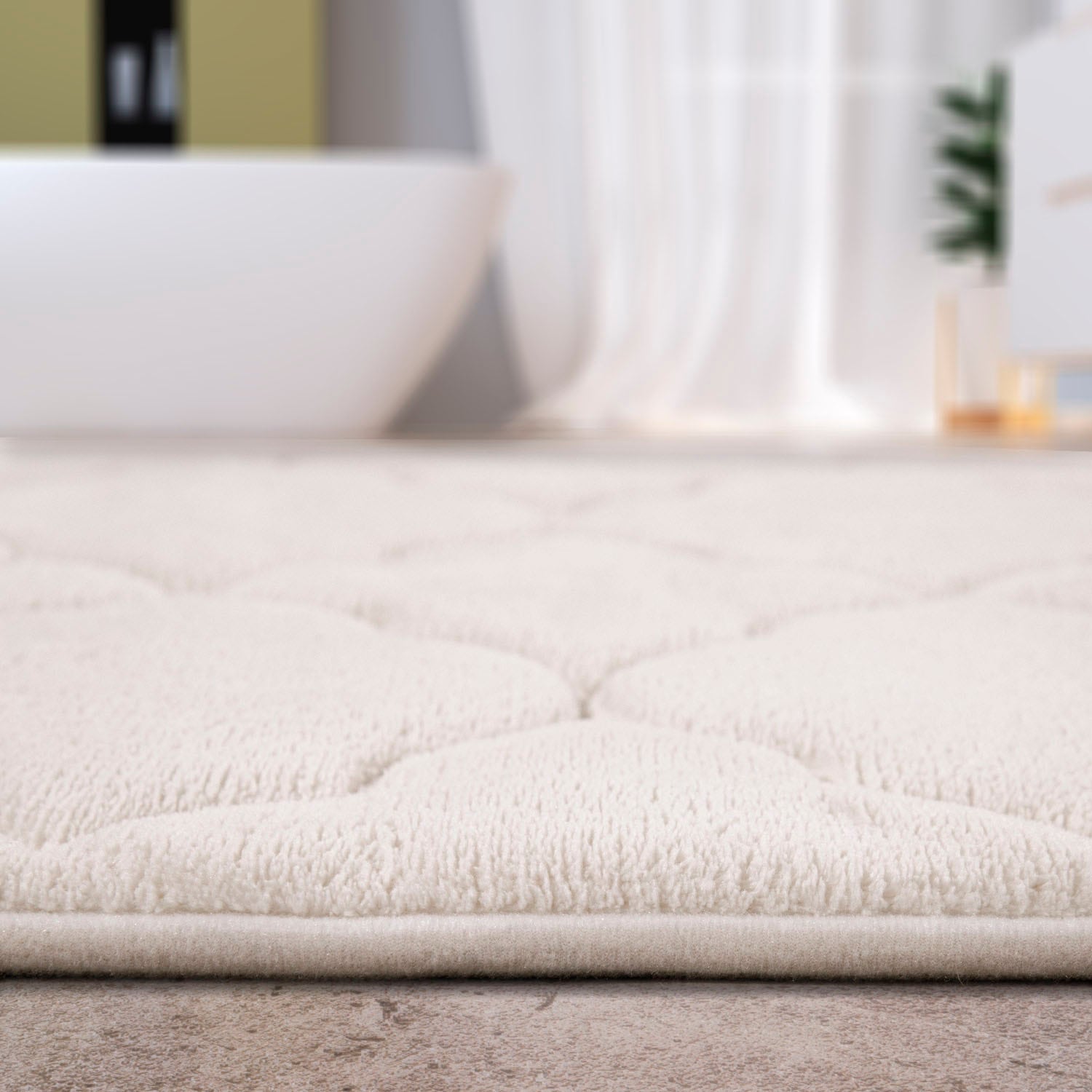 Paco Home Badematte »Corby 251, Memory-Schaum Effekt«, rutschhemmend beschichtet, fußbodenheizungsgeeignet, Badteppich, Uni Farben, Ornamente, Hoch-Tief Effekt