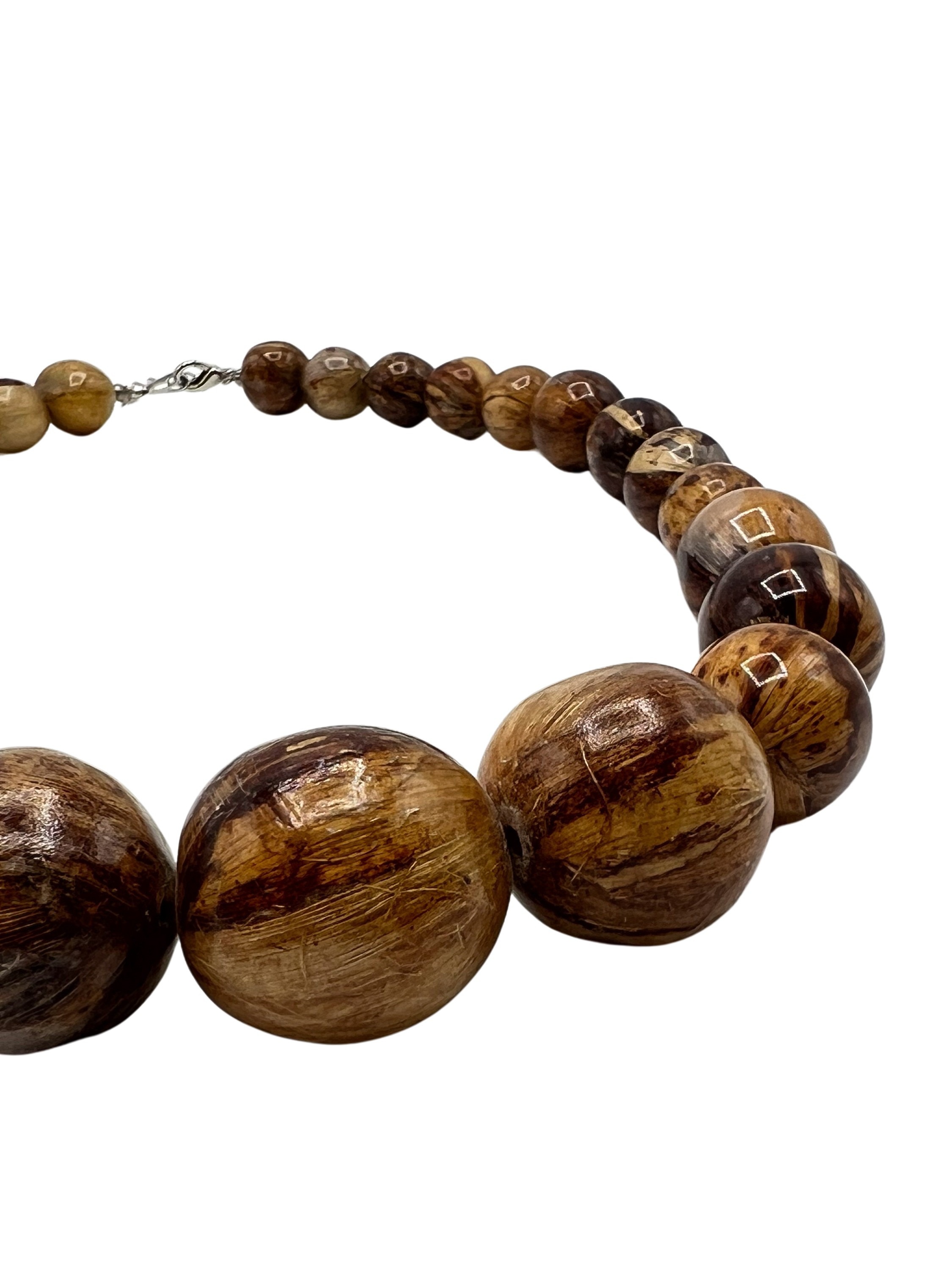 Kette mit Anhänger "Banana", Damen, Gr. onesize, Holz, braun, COLLEZIONE ALESSANDRO, Basic, Halsketten, runde Perlen mit Bananenblättern umwickelt 2