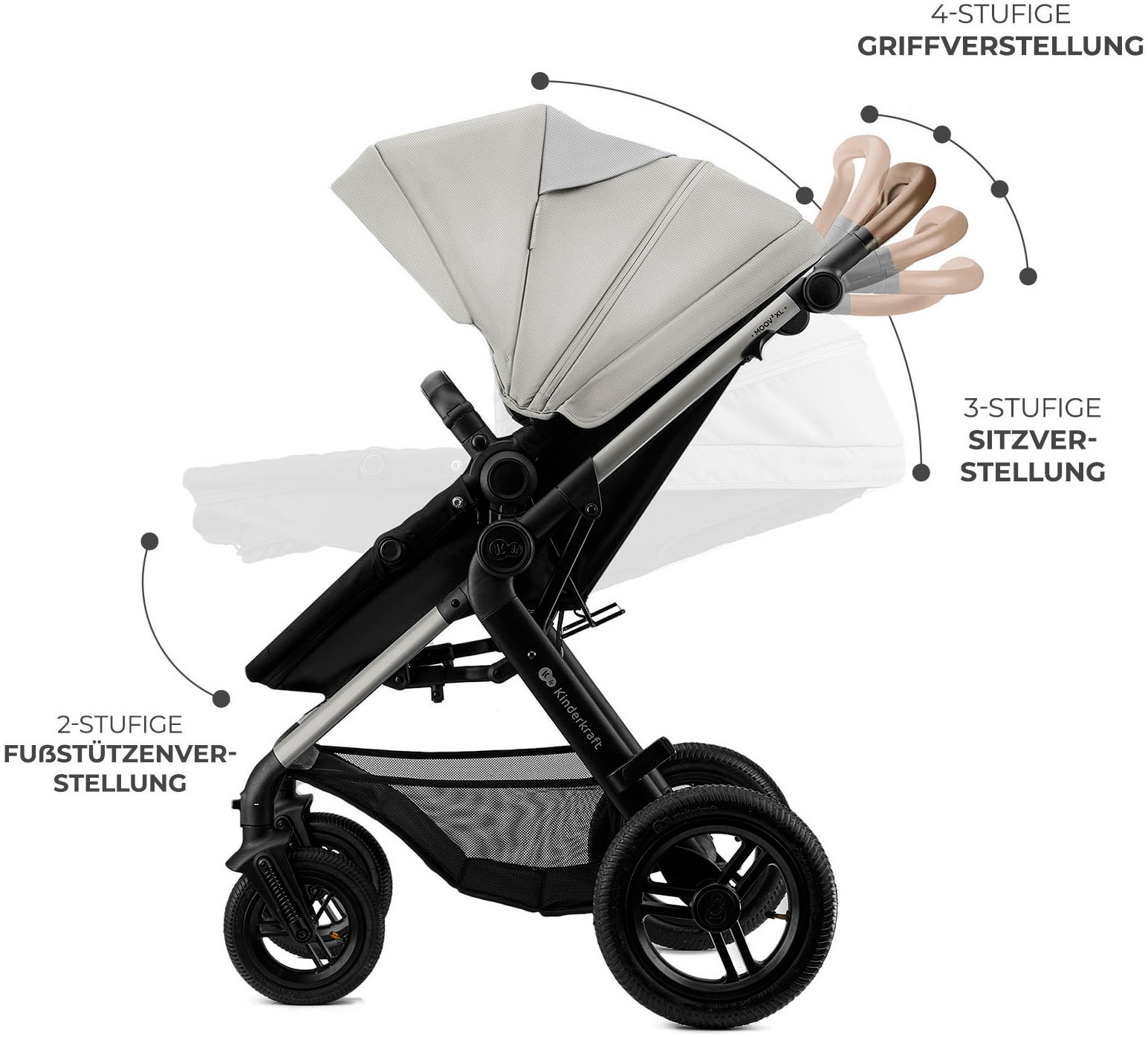 Kinderkraft Kombi-Kinderwagen »MOOV 2 XL«, 27 kg, mit Luftreifen