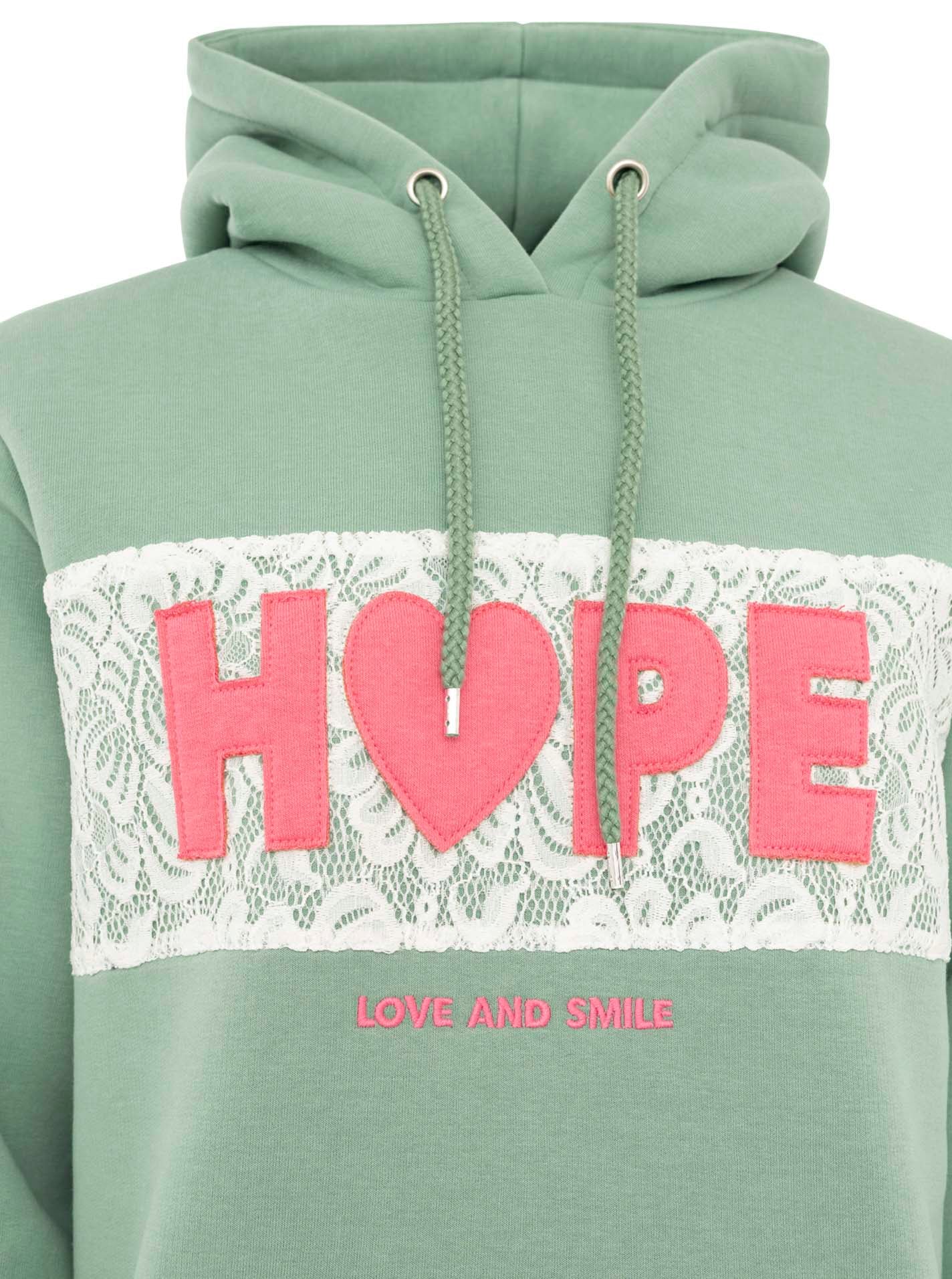 Zwillingsherz Hoodie »"HOPE Spitze"«, Kapuze mit Kordel, Motiv mit Spitze, elastische Bündchen
