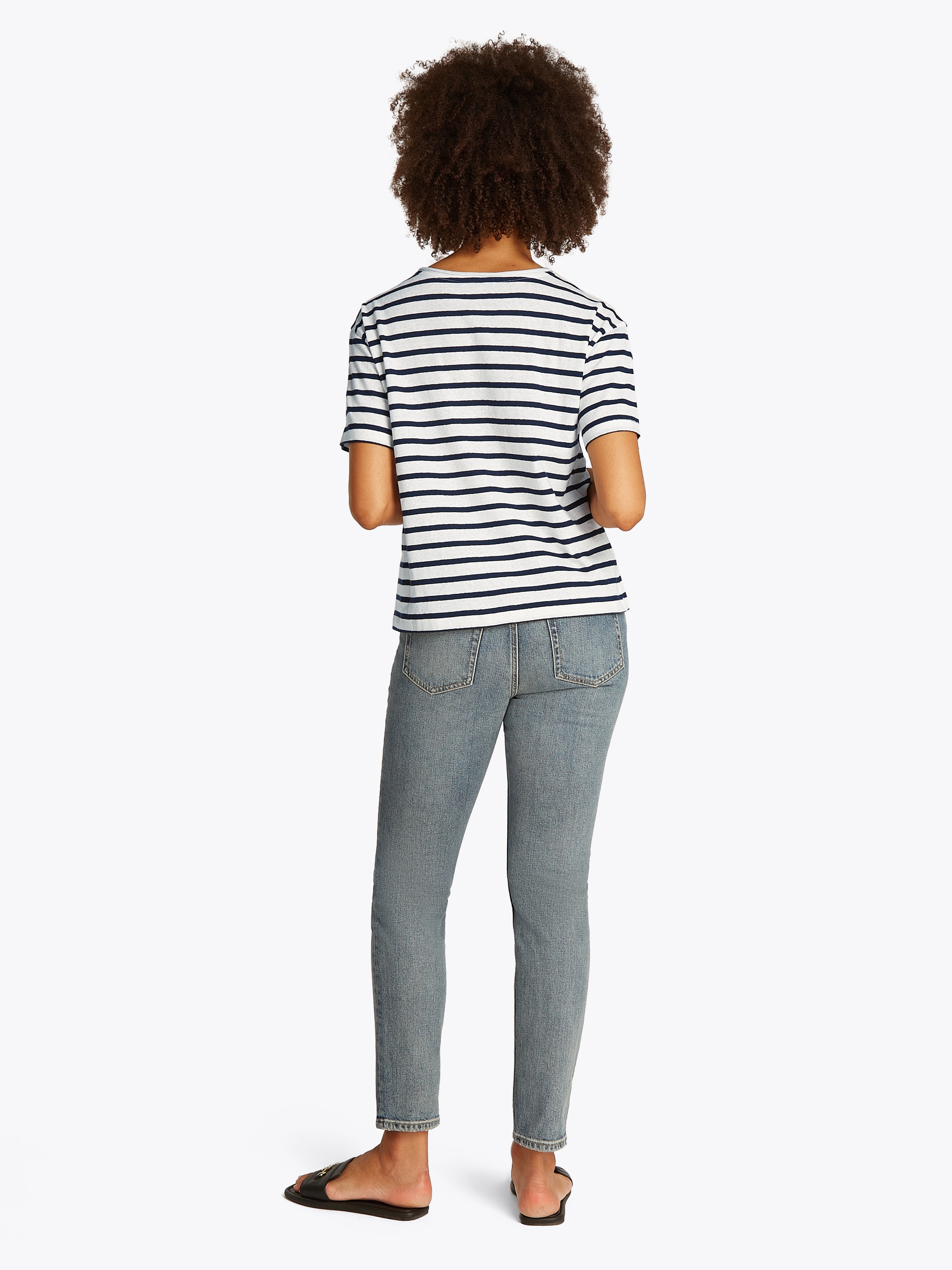 Tommy Hilfiger Kurzarmshirt »MODERN CO LINEN C-NK SS«, mit Streifenmuster,kühlendes Premium Leinen