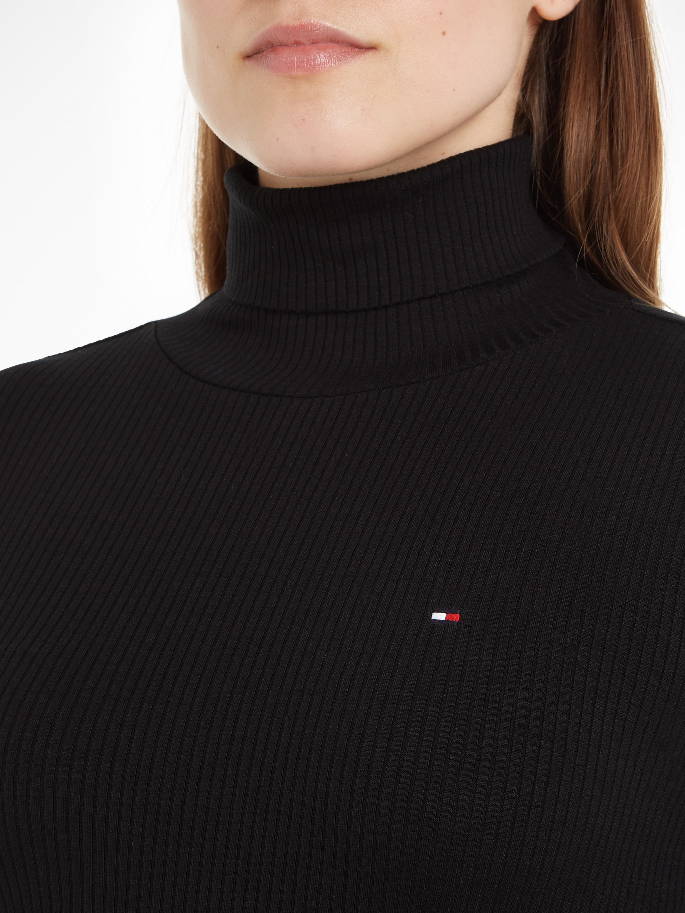 Tommy Hilfiger Langarmshirt »SLIM 5X2 RIB ROLL-NK LS«, in gerippter Struktur