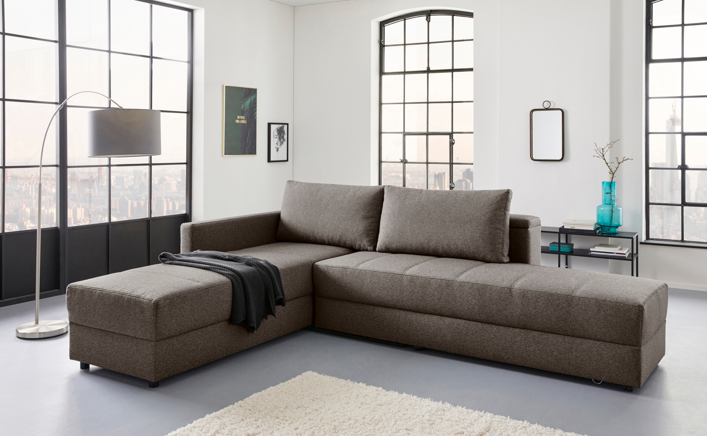 LOOKS by Wolfgang Joop Ecksofa "LooksIII L-Form" durch Drehfunktion zum Bett wandelbar, inklusive Staufach