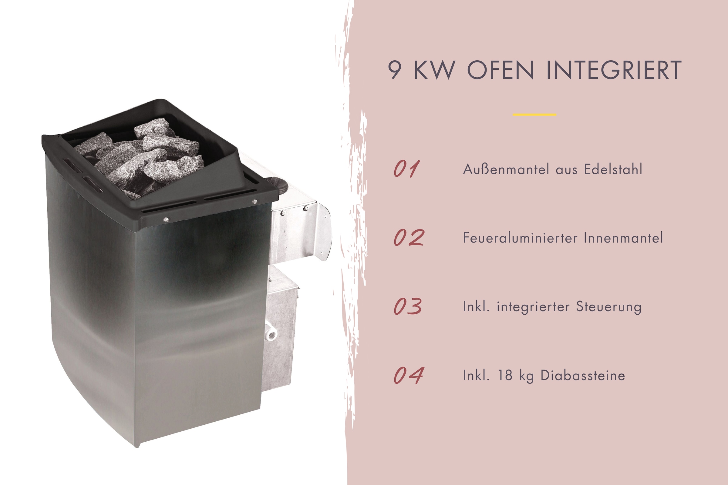 KONIFERA Fasssauna »Lathy L«, 9-kW-Ofen mit integrierter Steuerung