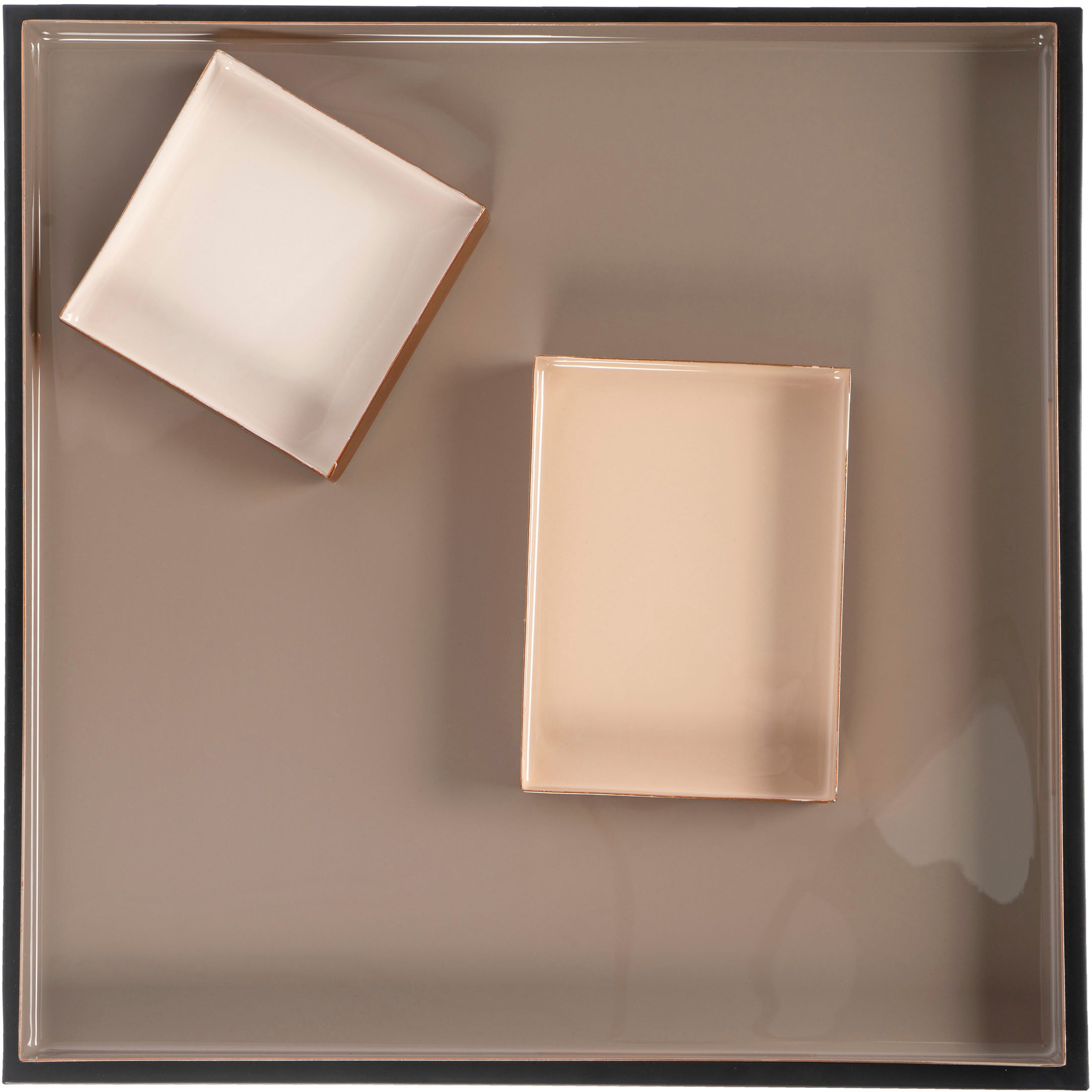 Kayoom Beistelltisch »Famosa, Metall-Beistelltisch in quadratischer Form«, (1 St.), Bunter Tisch, Schalenmaße: 11 x 11 x 2 / 15,8 x 11 x 2 cm